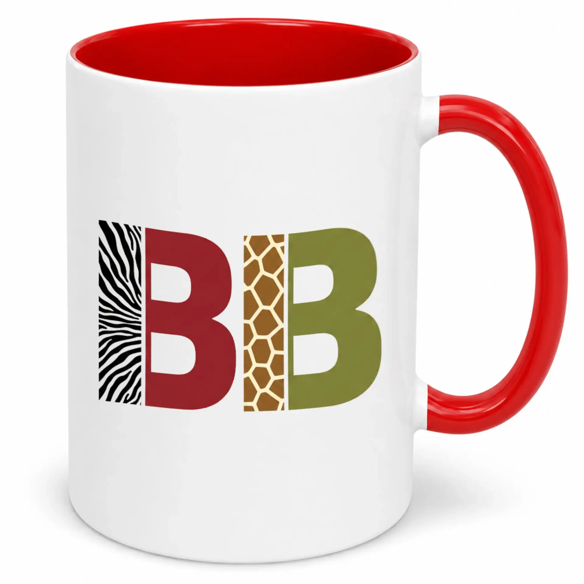 Animal Print B Ceramic Coffee Mug Theme Drinkware with and Patterns Unique Gift for B Names