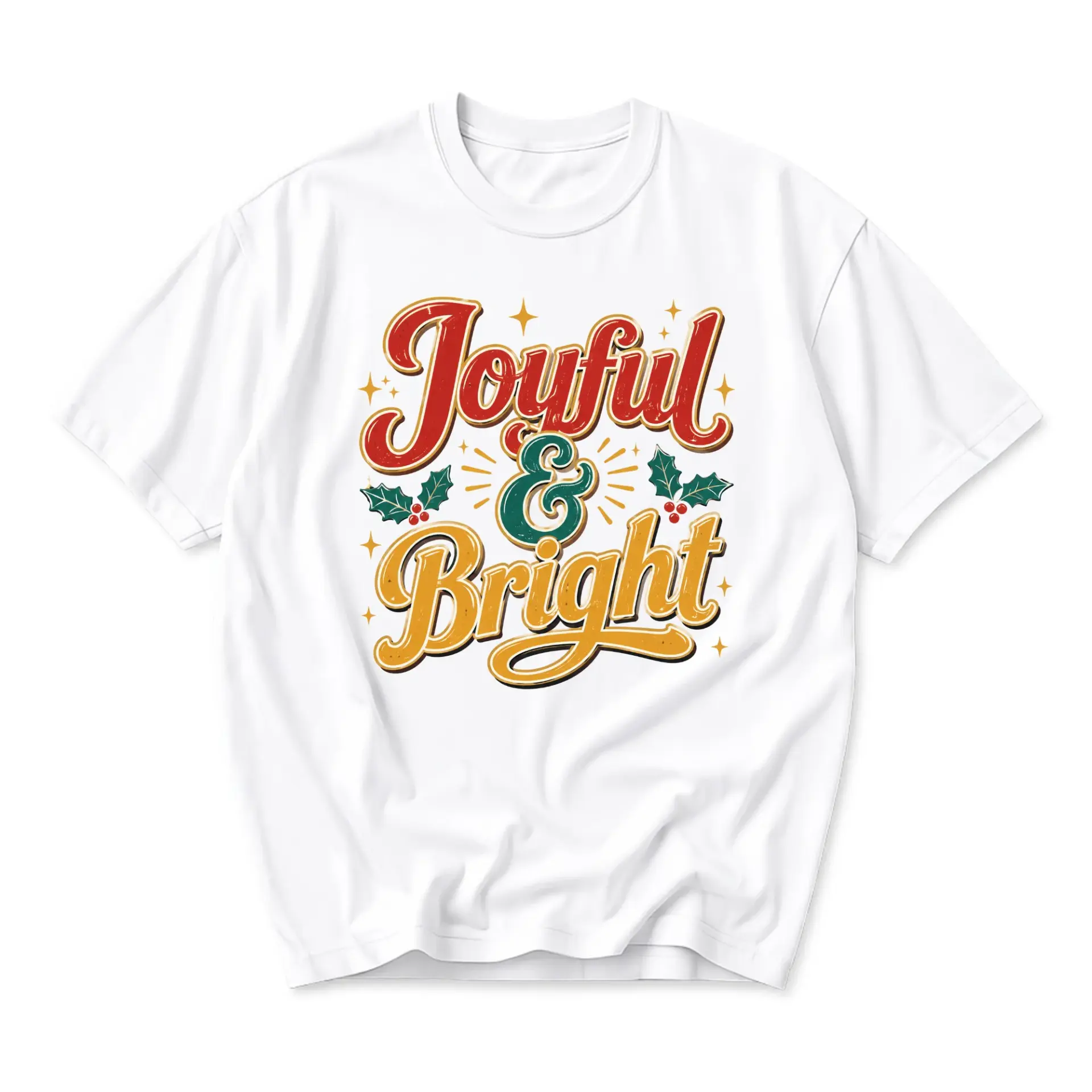 Graphic Tee Joyful and Bright Holiday Retro Style T-Shirt for Seasonal