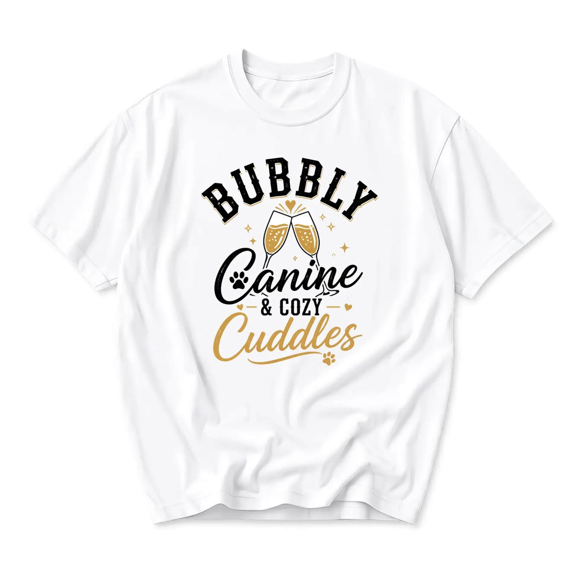 Graphic Tee Bubbly Canine and Cuddles Unisex Shirt Relaxed Fit Crew Neck