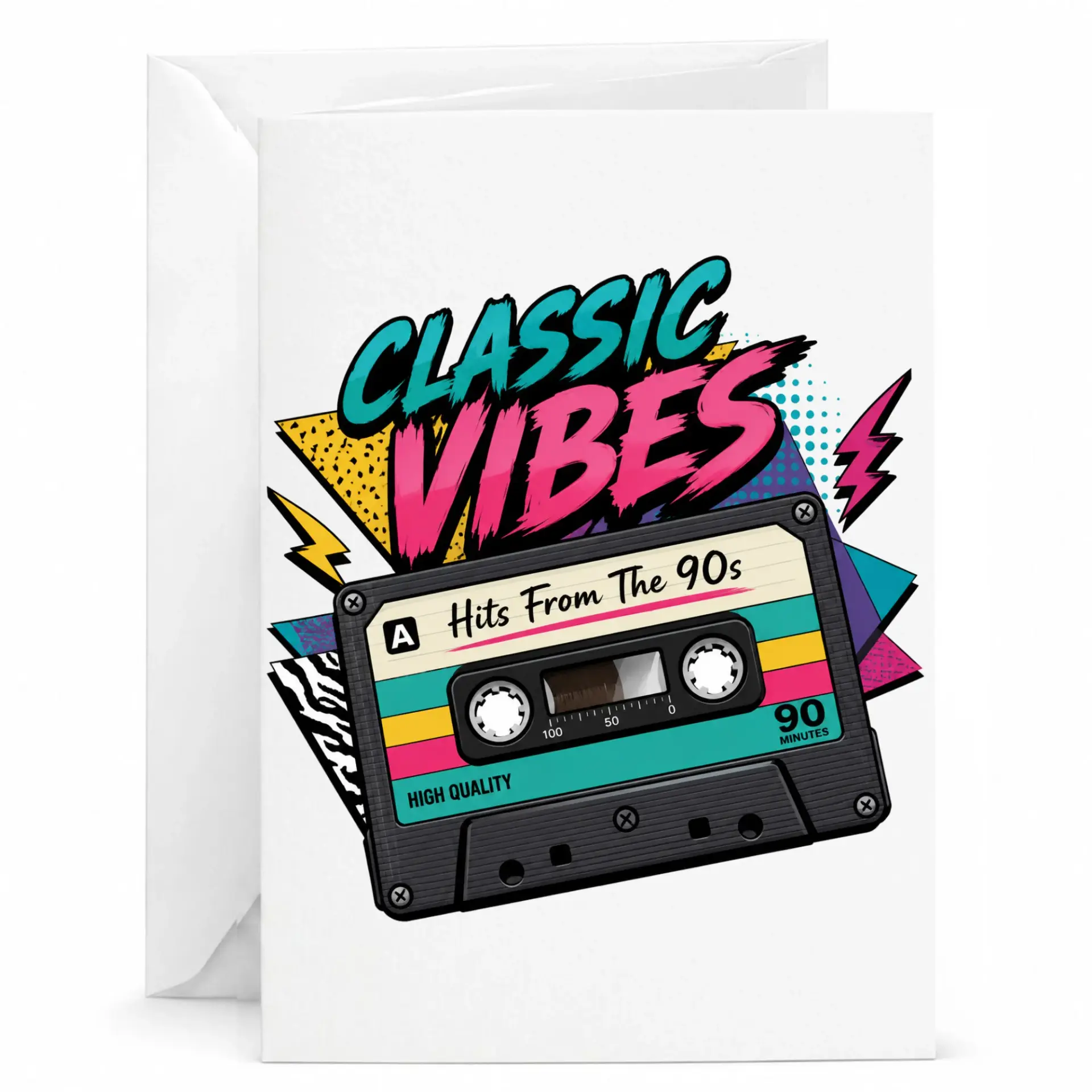 Greeting Card Classic Vibes Retro Cassette Tape Design Nostalgic Music Theme Stationery for Every Occasion