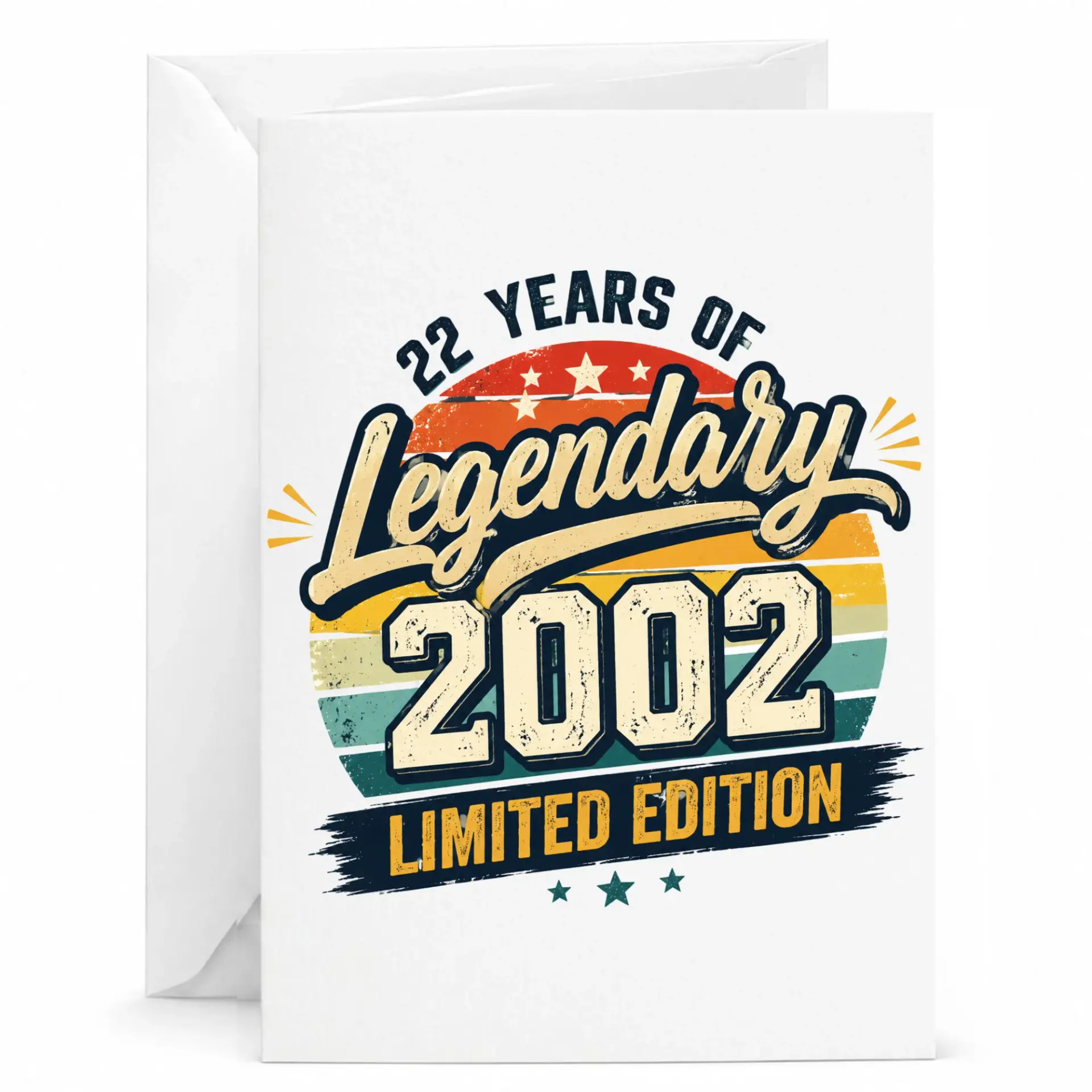 Birthday Card 22 Years of Legendary 2002 Limited Edition Vintage Retro Style Funny Greeting Card for 22nd Birthday