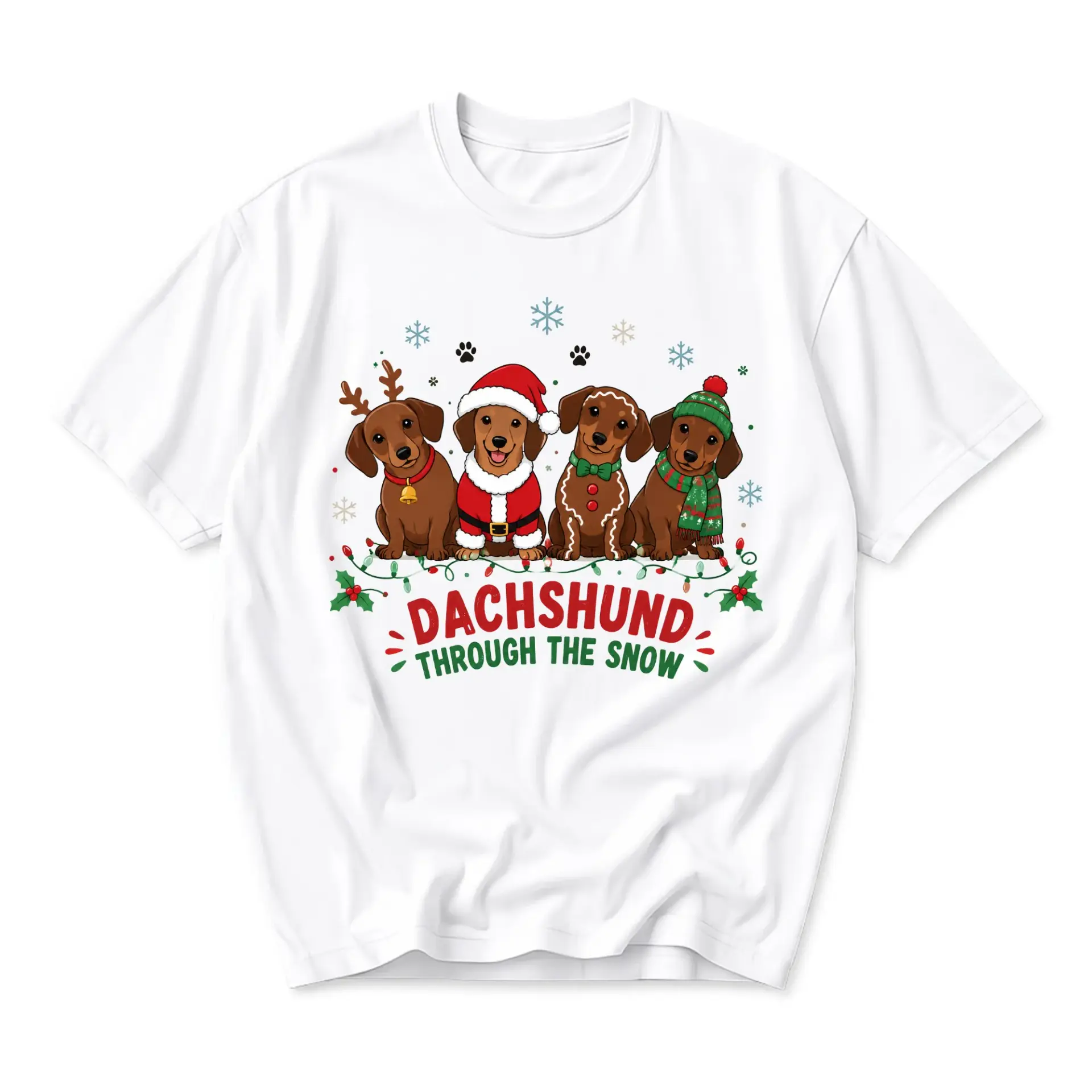 Funny Shirt Dachshund Through the Snow Graphic Tee Holiday Dog Lover Unisex