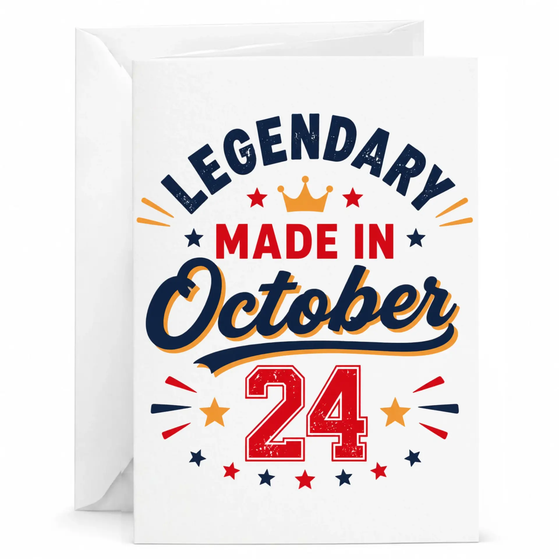 Birthday Card Legendary Made in October 24 Graphic Greeting Card with Envelope for Milestone Birthday Celebration