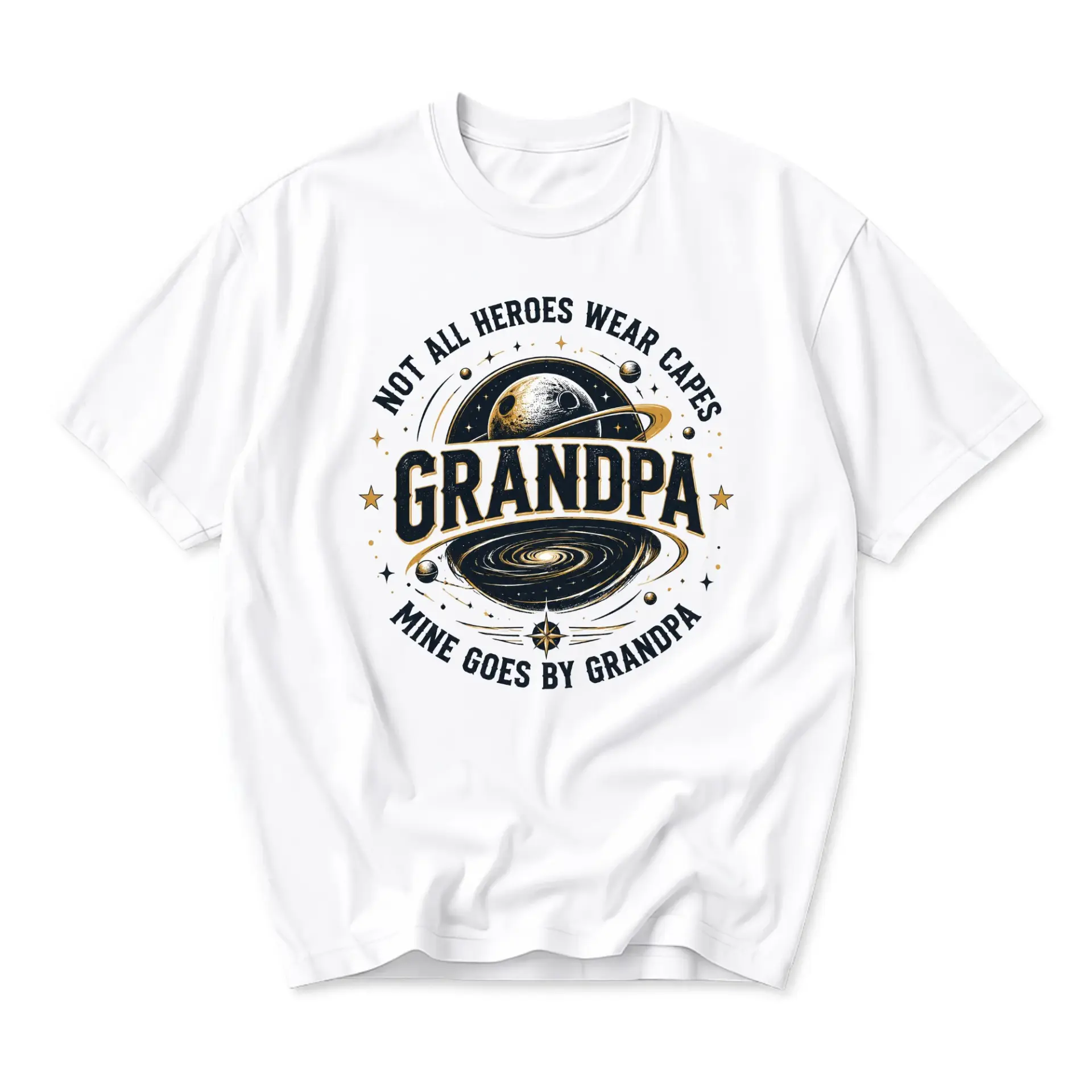 Funny Shirt for Grandpa Space Theme Graphic Tee Unisex Crew Neck Short Sleeve Casual Cotton Blend Apparel