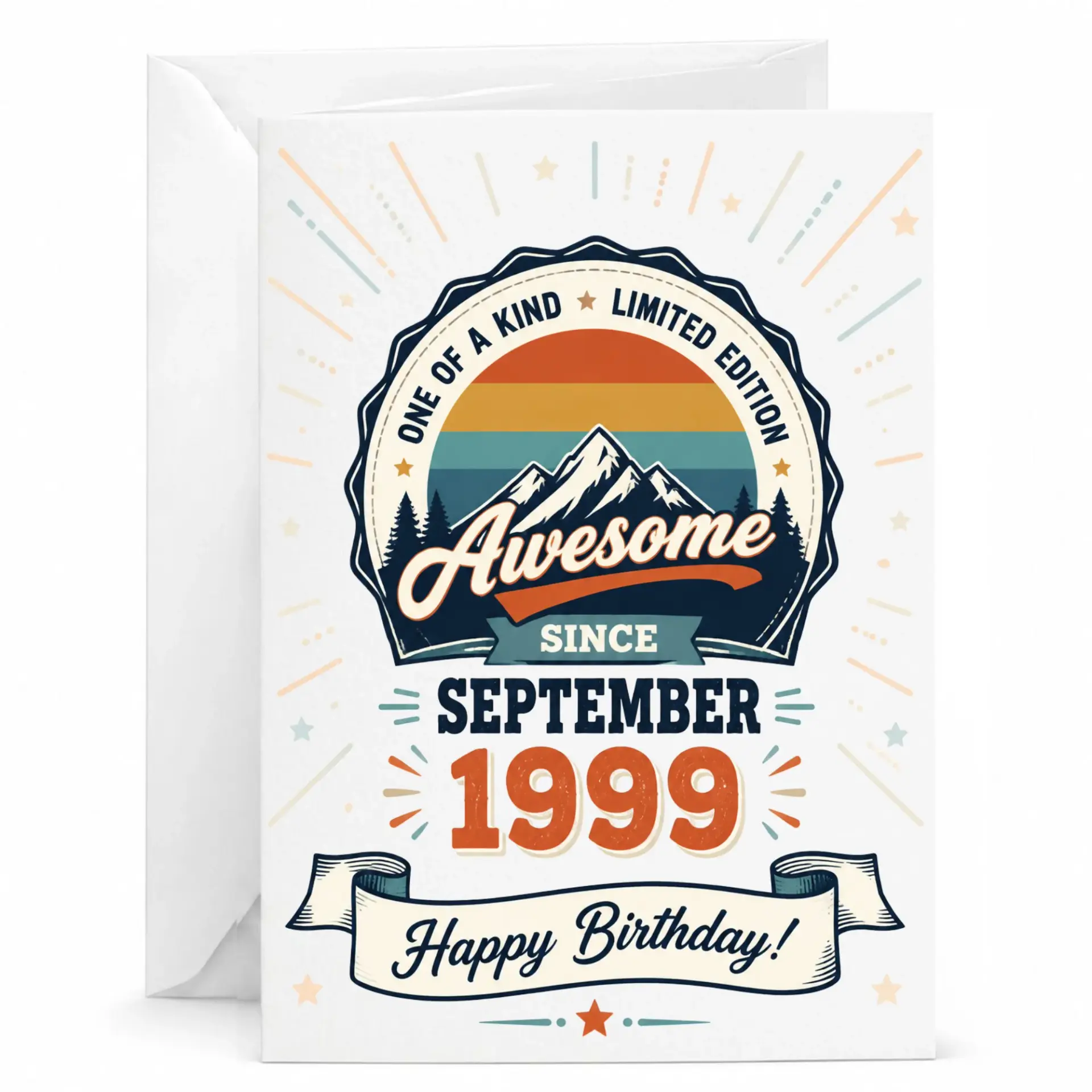 Birthday Card Awesome Since September 1999 Vintage Style Greeting Card for Milestone Birthday Celebration Milestone Gift