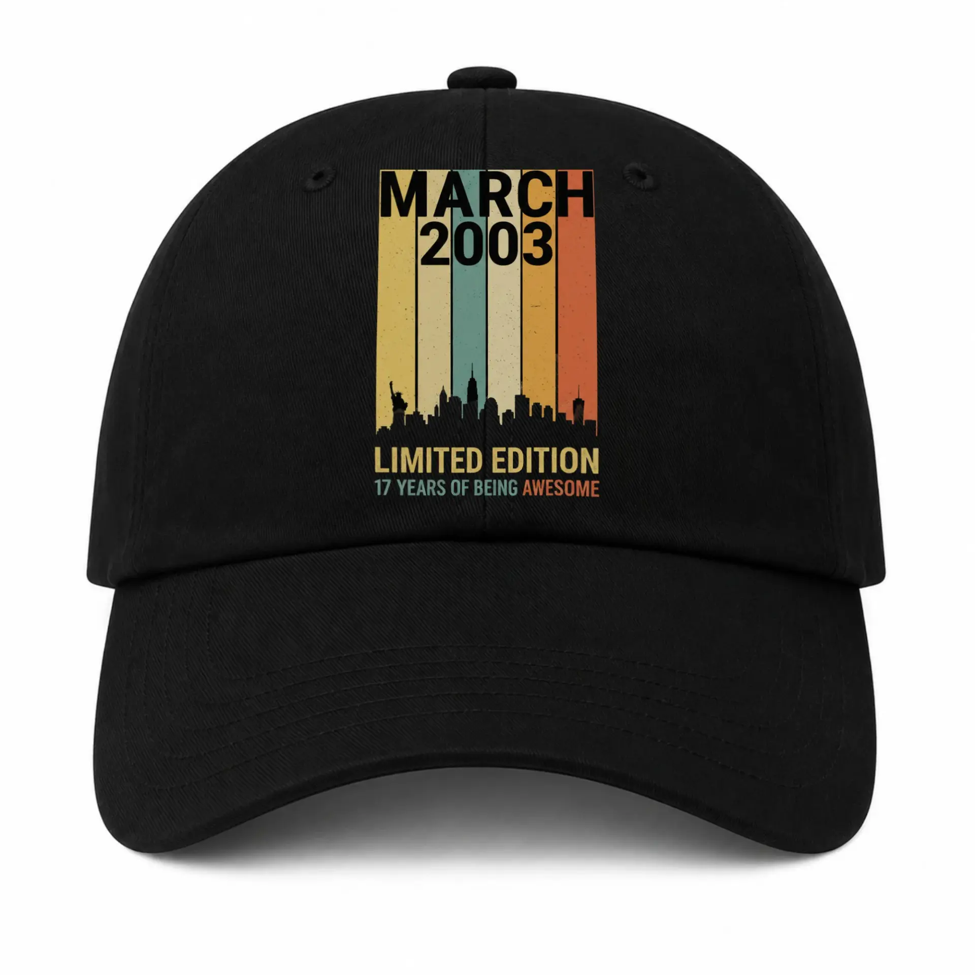 Baseball Cap Skyline City Graphic Embroidery Adjustable Unisex Hat