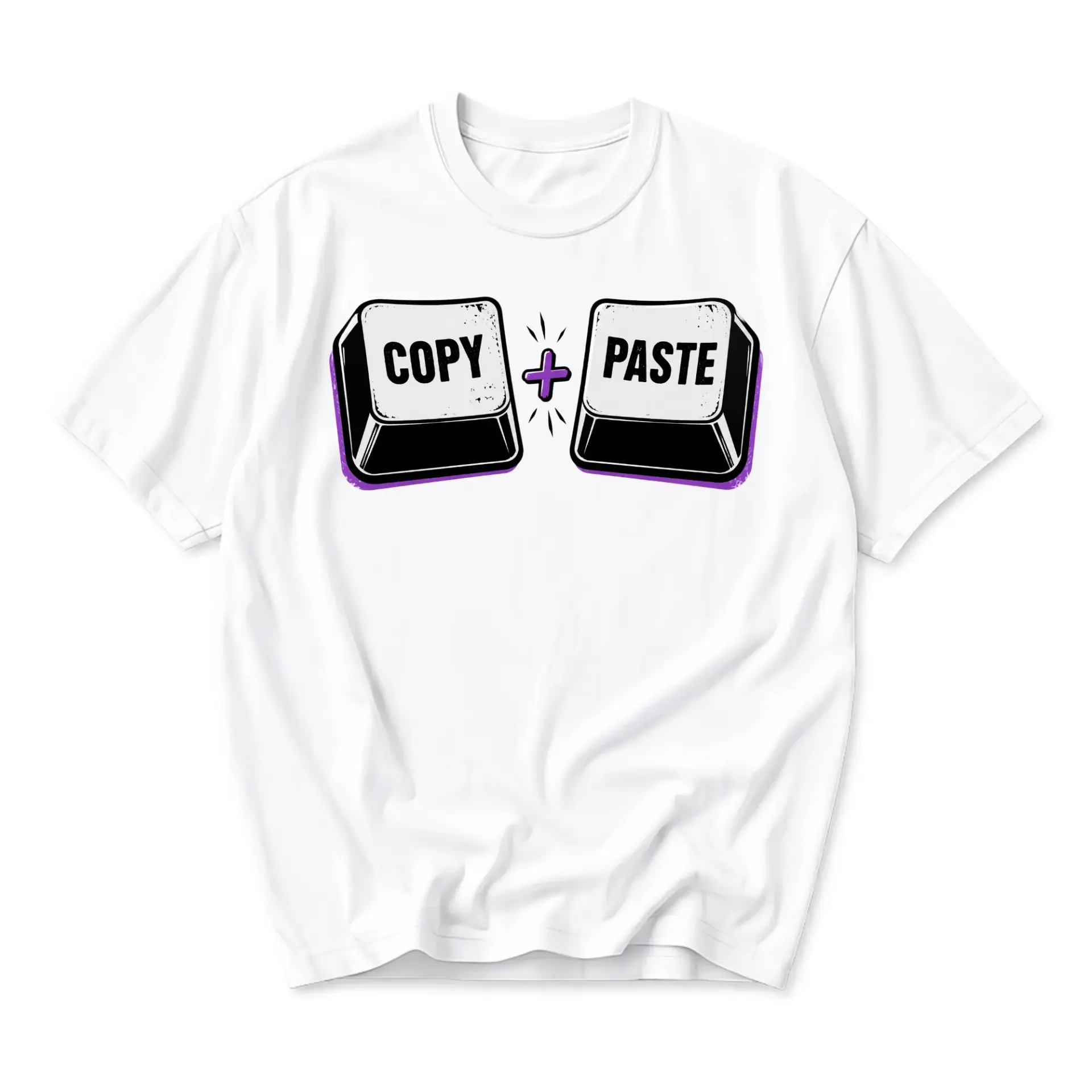 Funny Shirt Copy Paste Keyboard Graphic Tee Unisex Casual Crew Neck Soft Cotton Blend Apparel for Everyday Wear