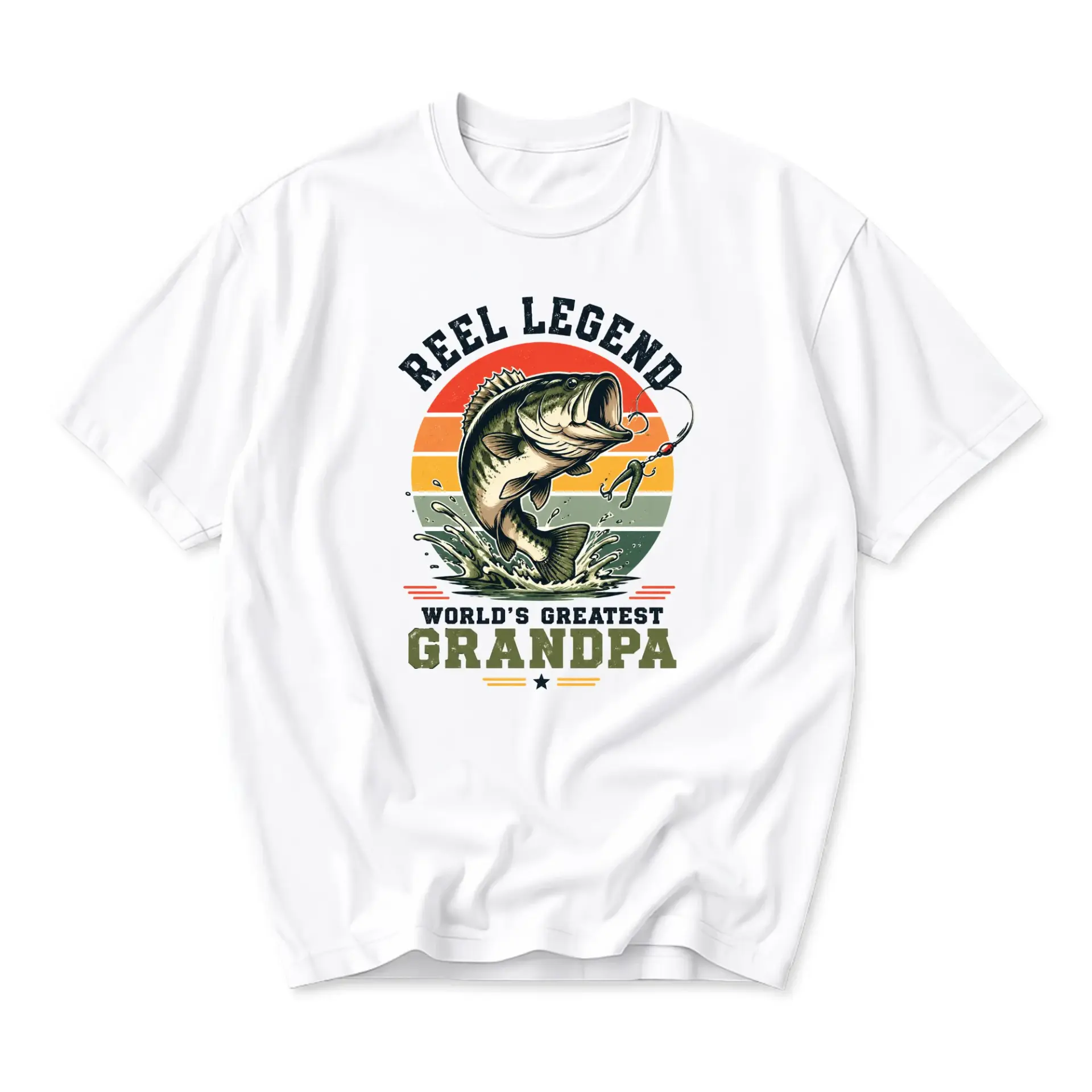 Funny Shirt Reel Legend World's Greatest Grandpa Fishing Graphic Tee for Outdoor Enthusiasts and Casual Everyday Wear