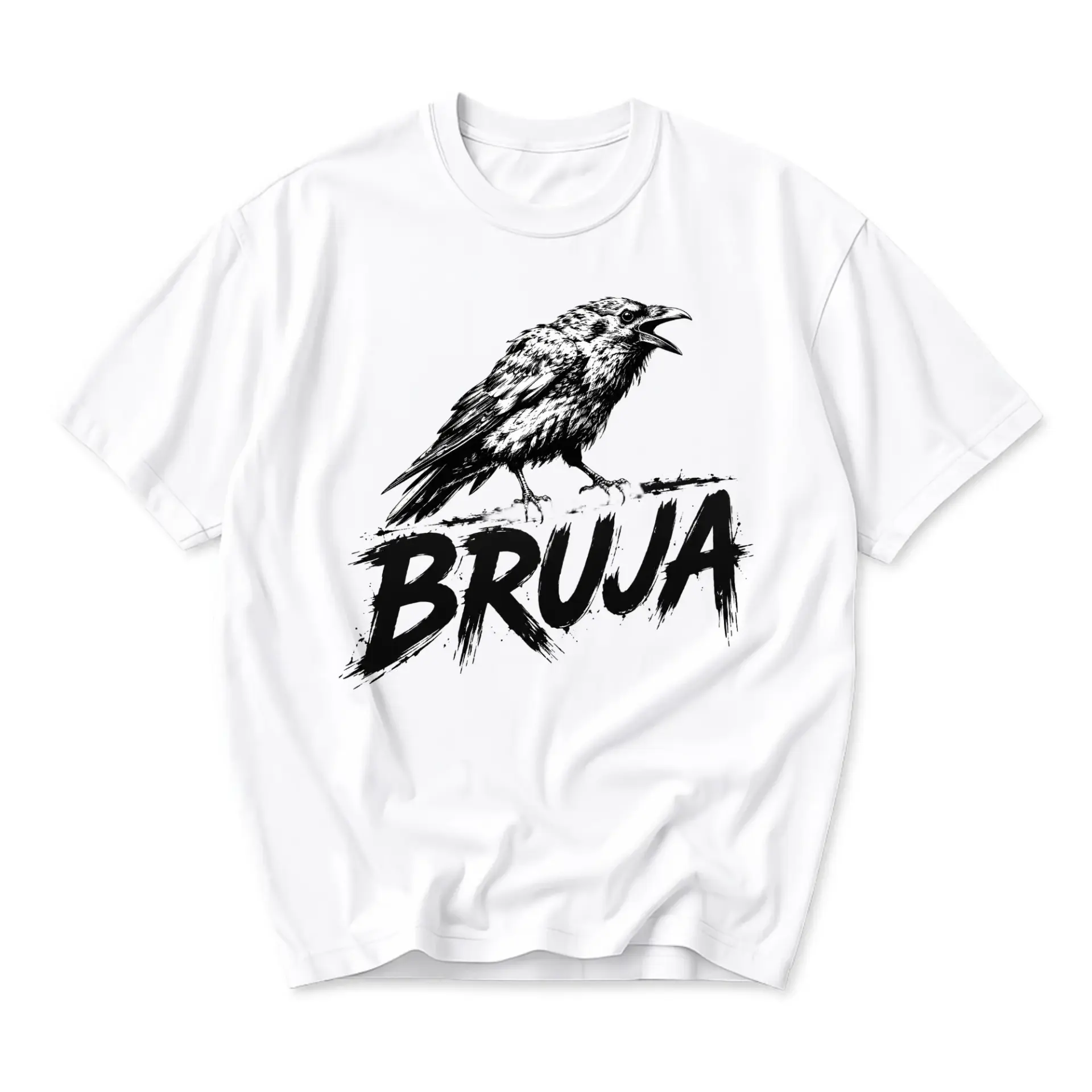 Graphic Tee Unisex Crow Bruja Art Print Shirt Casual Cotton Crew Neck Short Sleeve Top for Everyday Expression