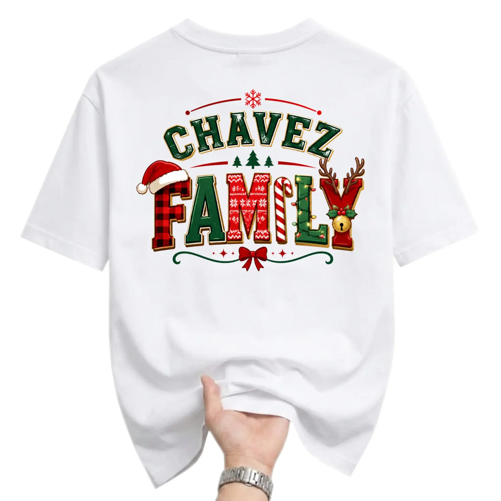 Graphic Tee Chavez Family Christmas Holiday Shirt Unisex Crew Neck Short Sleeve Casual Cotton Blend Apparel