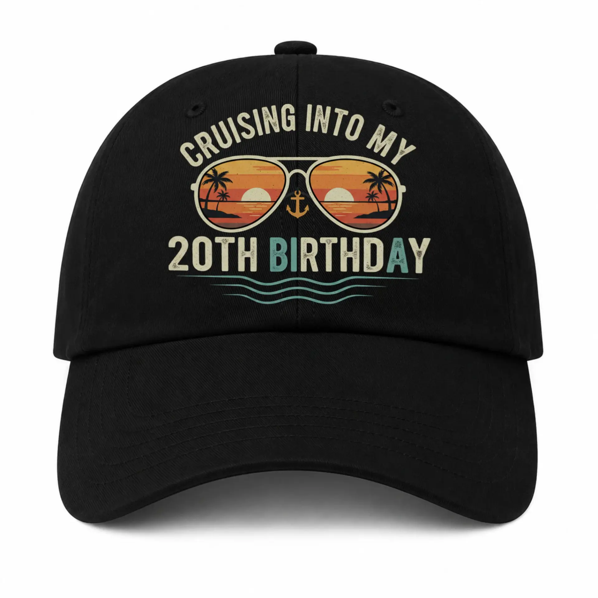 Vinyl Sticker Pack Cruising into My 20th Birthday Sunglasses Sunset Tropical Beach Design Waterproof Decal Assortment