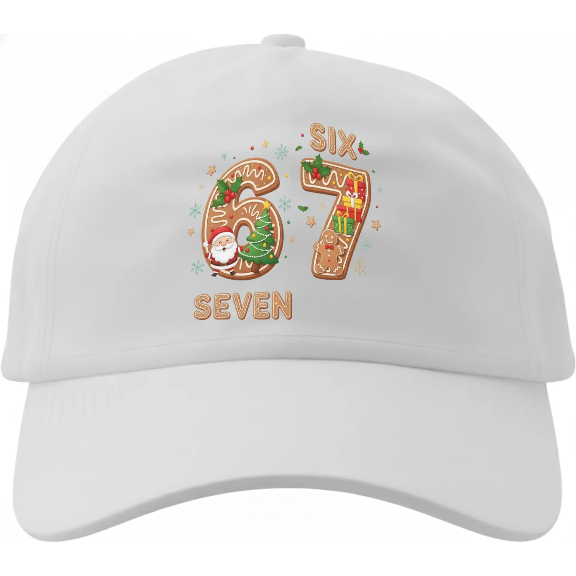 Baseball Cap Holiday Gingerbread Themed Print Cotton Dad Hat with Adjustable Strap for Casual Everyday Sun Protection