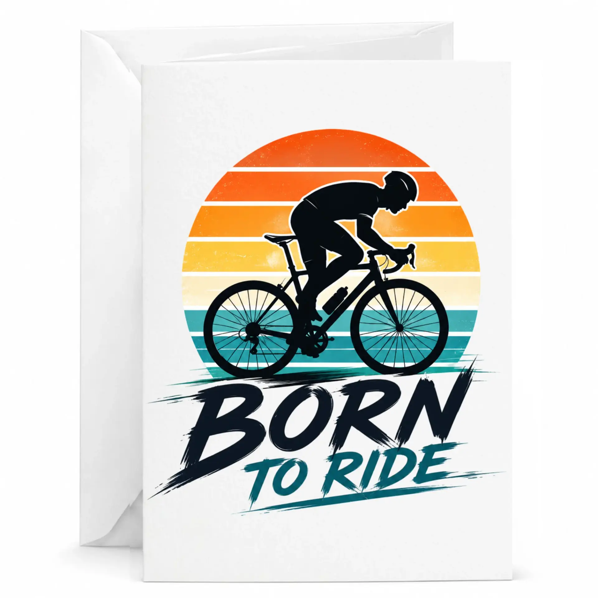 Greeting Card Born to Ride Bicycle Enthusiast Cycling Design Premium Heavyweight Stationery for Any Occasion