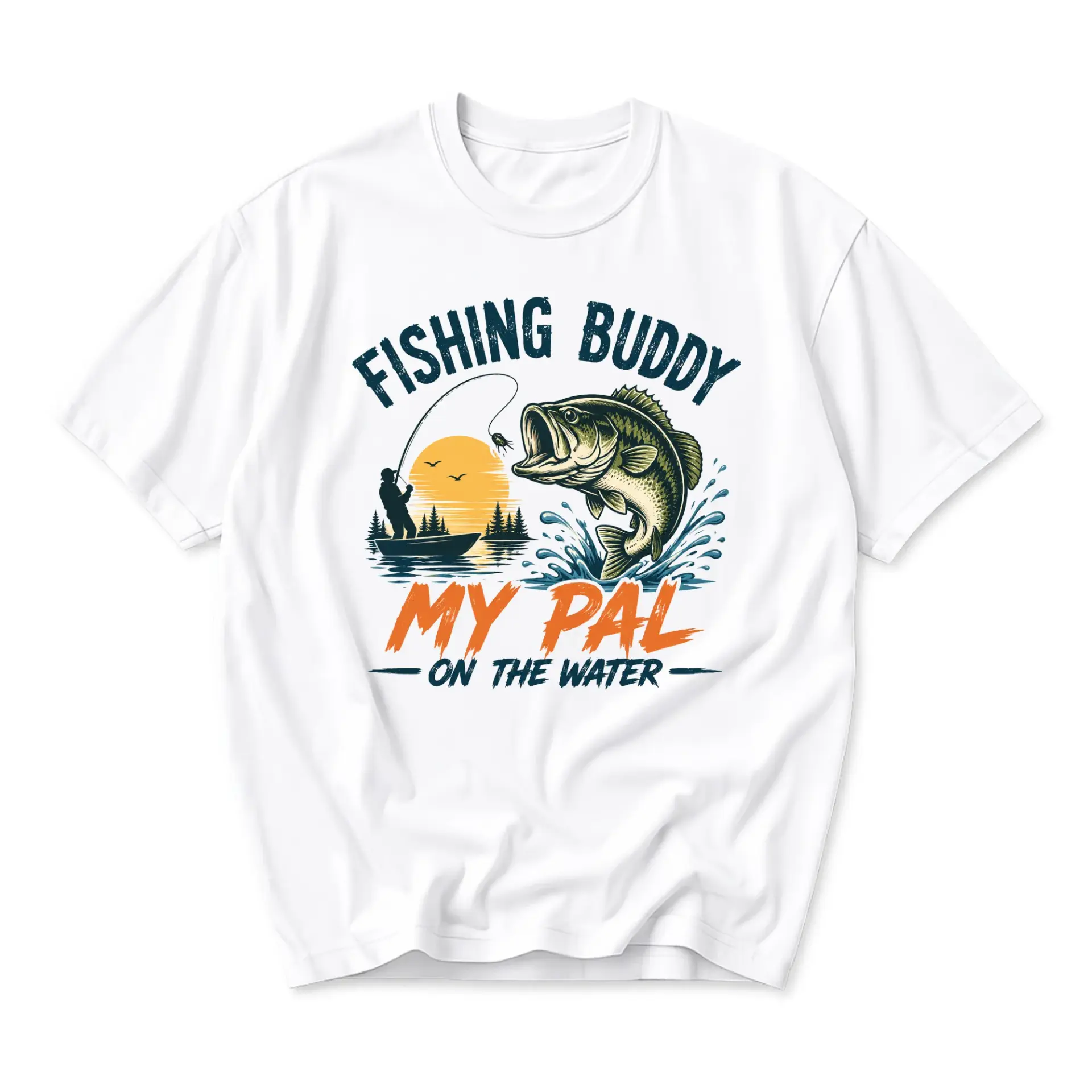 Graphic Tee Fishing Buddy My Pal on the Water Unisex Crew Neck Short Sleeve Casual Outdoor Enthusiast Shirt Top