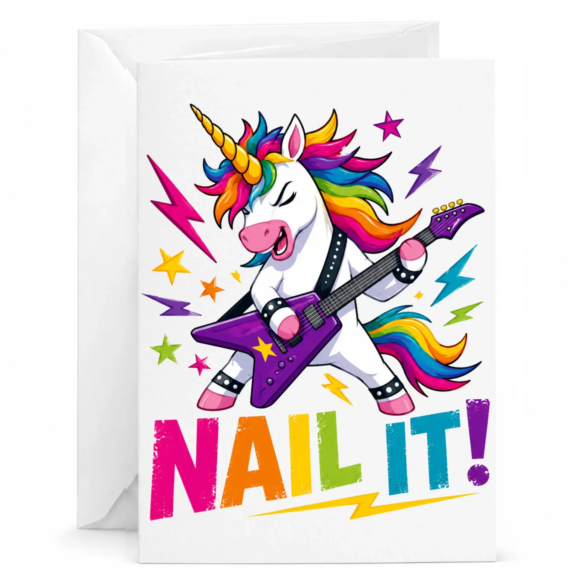 Funny Greeting Card with Envelope Vibrant Colorful Musical Design for Birthdays and Celebrations