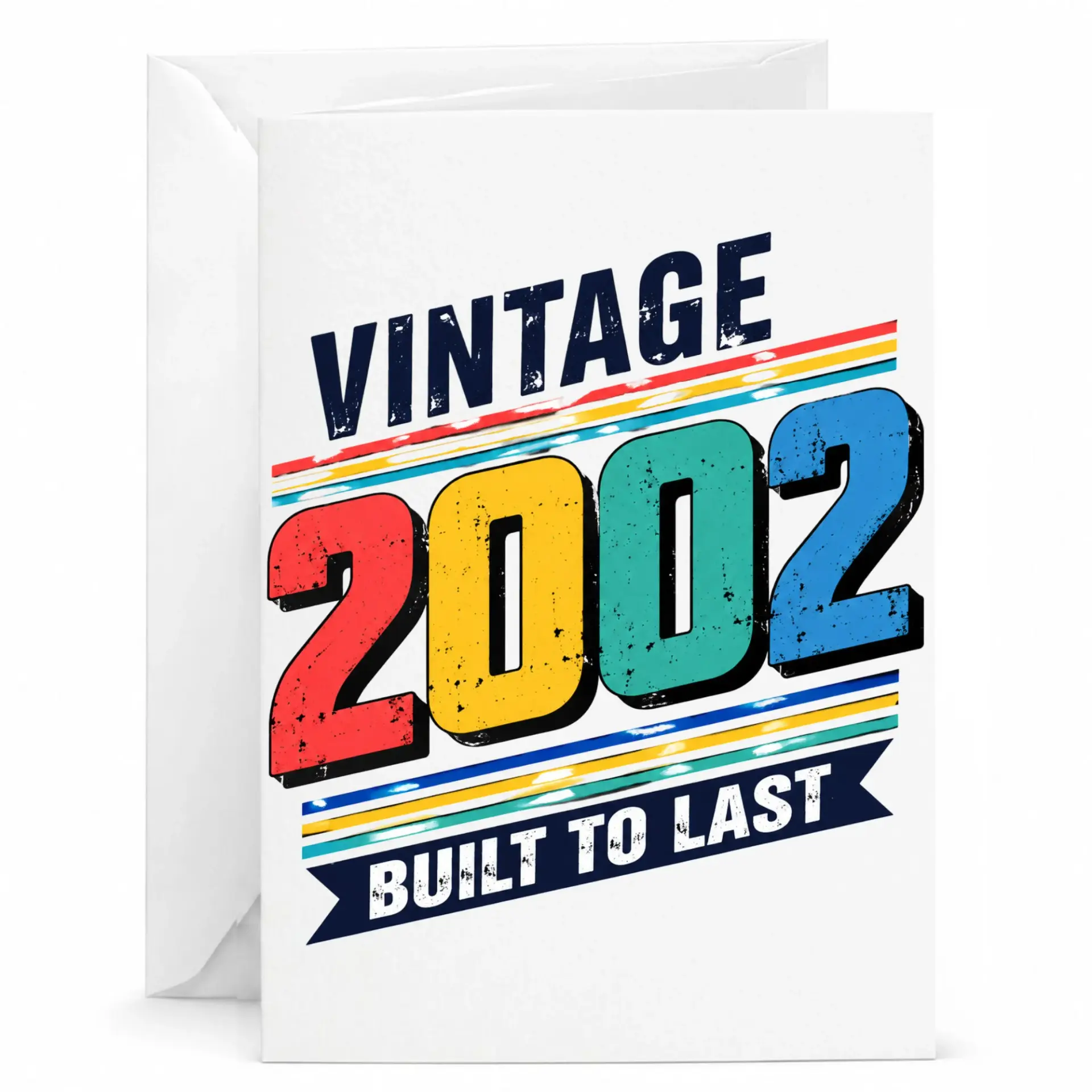 Birthday Card Vintage 2002 Built to Last Retro Style Greeting Card for Milestone Celebration 5x7 Inches Folded Card