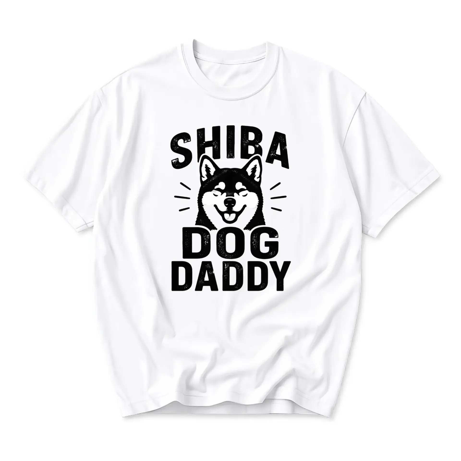 Funny Shirt Shiba Dog Daddy Graphic Tee Featuring Happy Illustration for