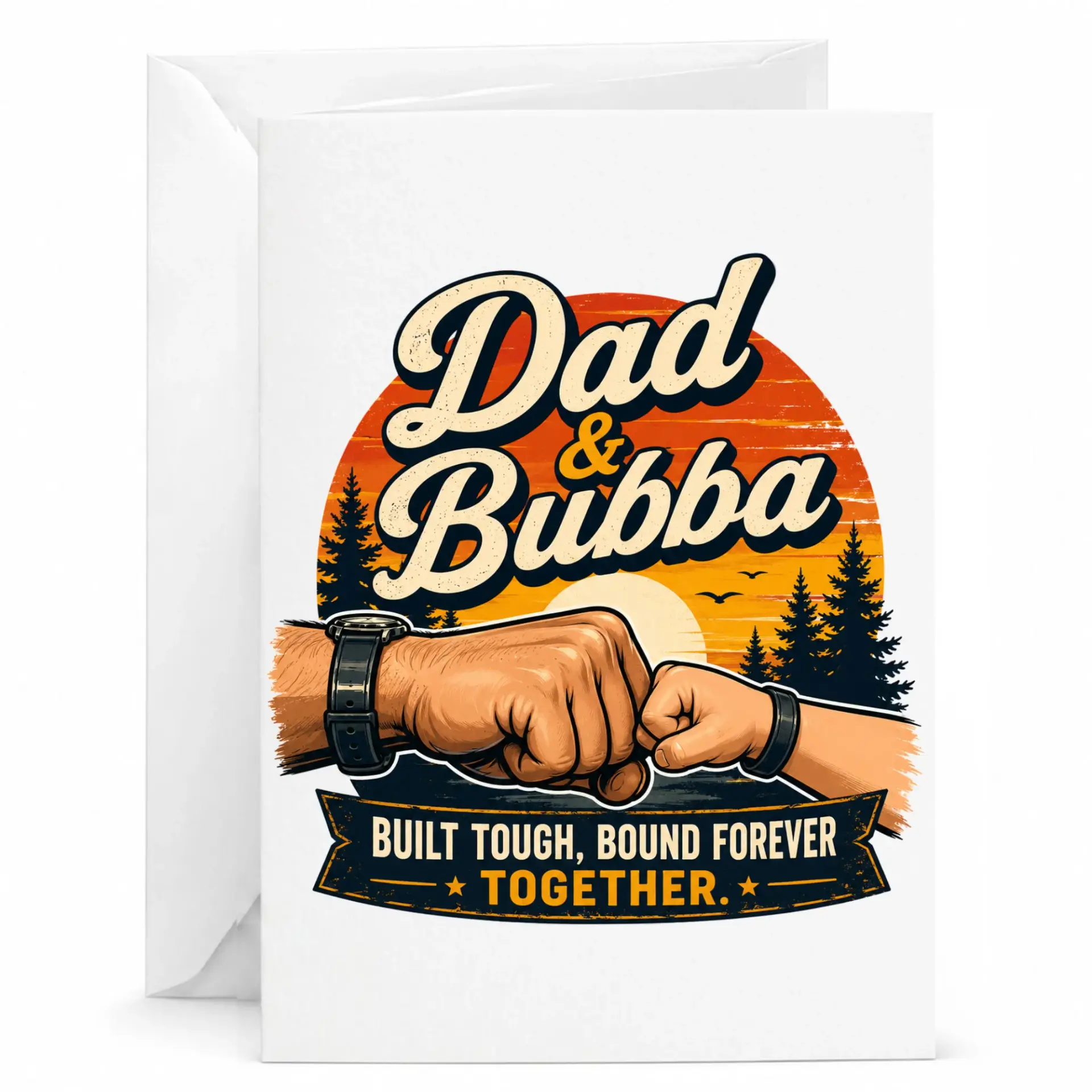 Greeting Card for Dad and Bubba Featuring Fist Bump Illustration Inspirational Sentimental