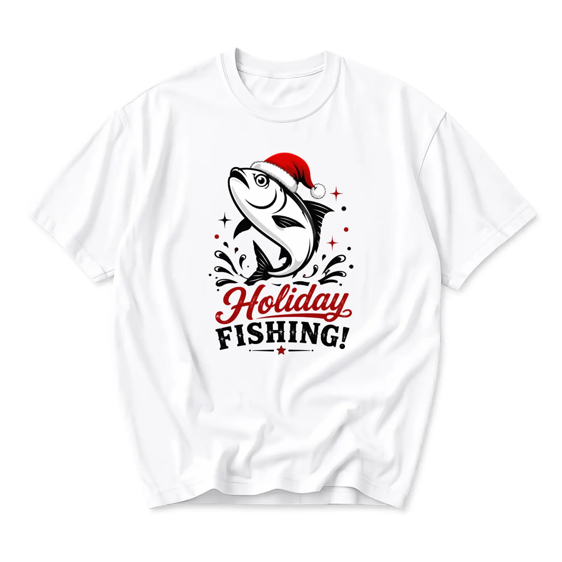 Funny Shirt Holiday Fishing Graphic Tee Unisex Seasonal Crew Neck Short Sleeve Cotton Blend Casual Wear Apparel Top