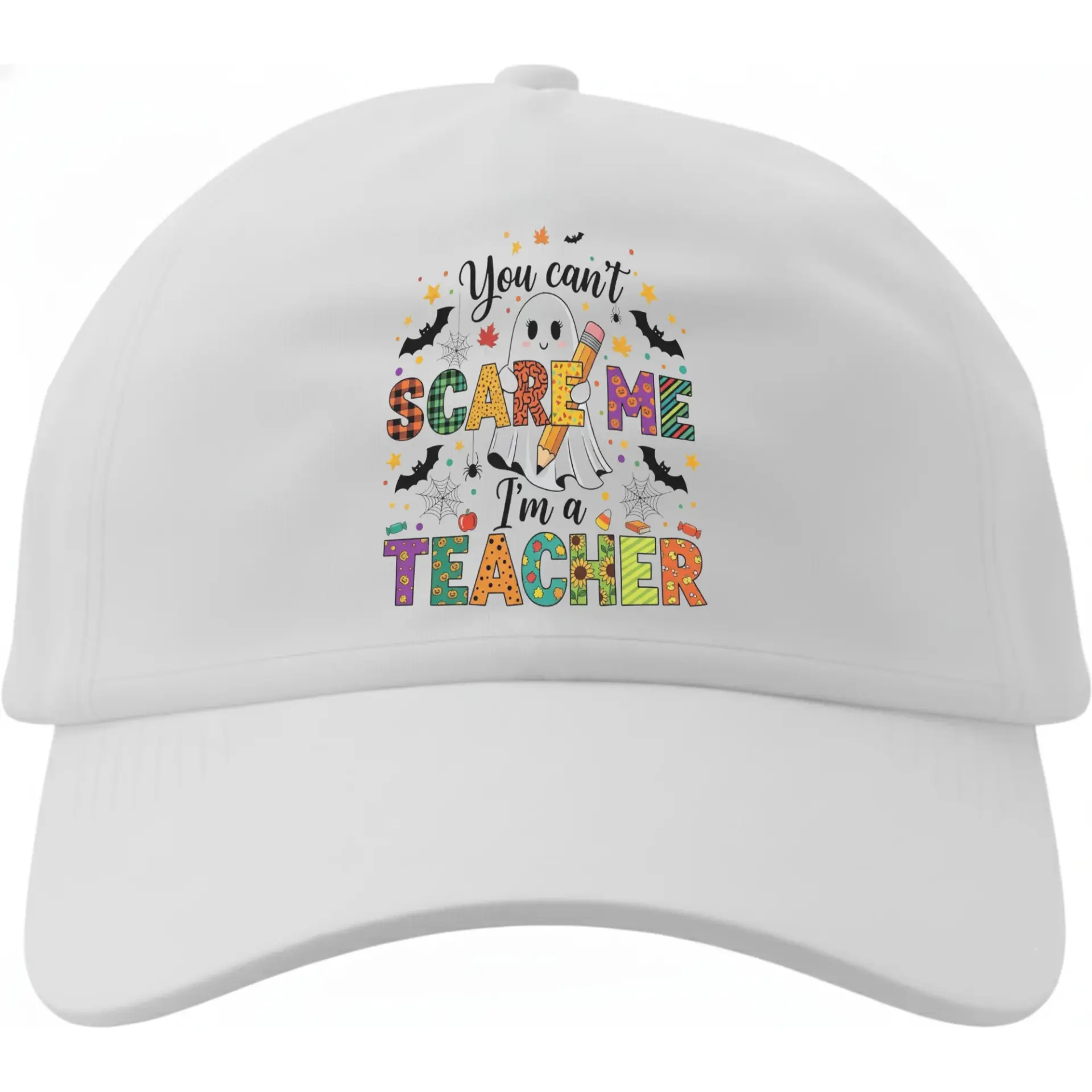 Baseball Cap for Educators Featuring a Fun Ghost Design Casual Cotton Hat with Adjustable Back for a Comfortable Fit