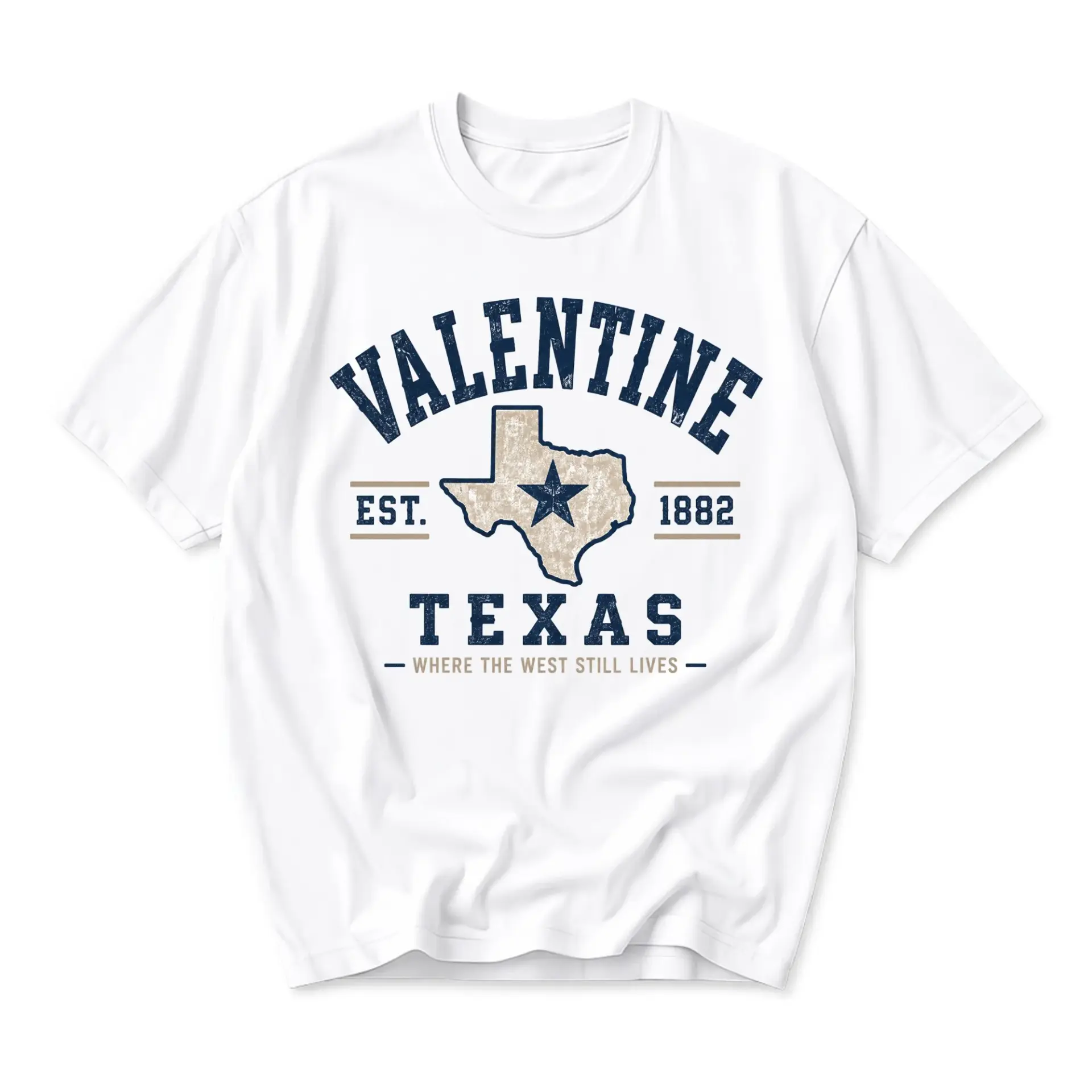 T-shirt Graphic Tee Valentine Texas Est 1882 Where the West Still Lives Vintage State Map Unisex Crew Neck Casual Top