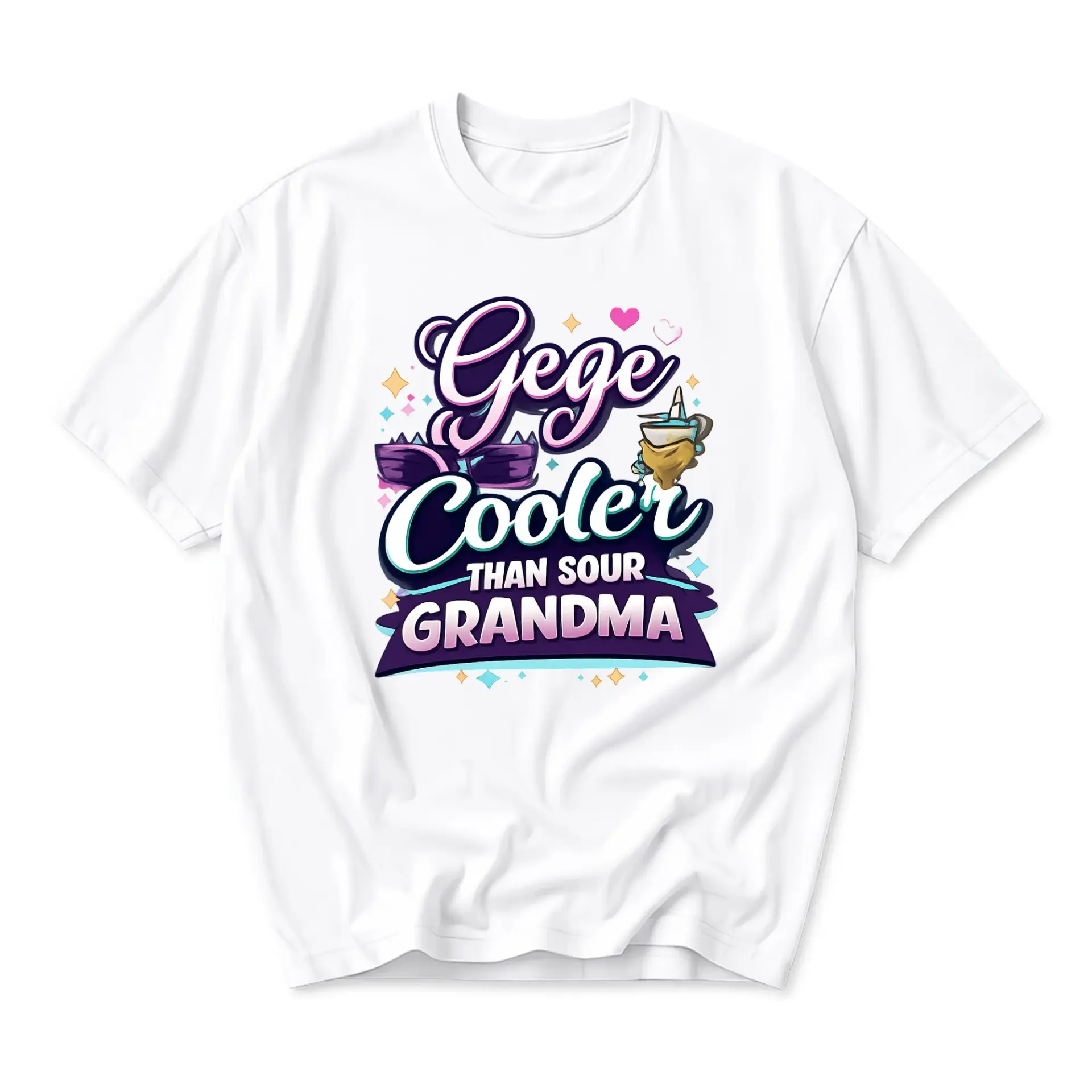 Funny Shirt Gege Than Sour Grandma Graphic Tee Unisex Casual Crew Neck Soft Cotton Blend Everyday Top White