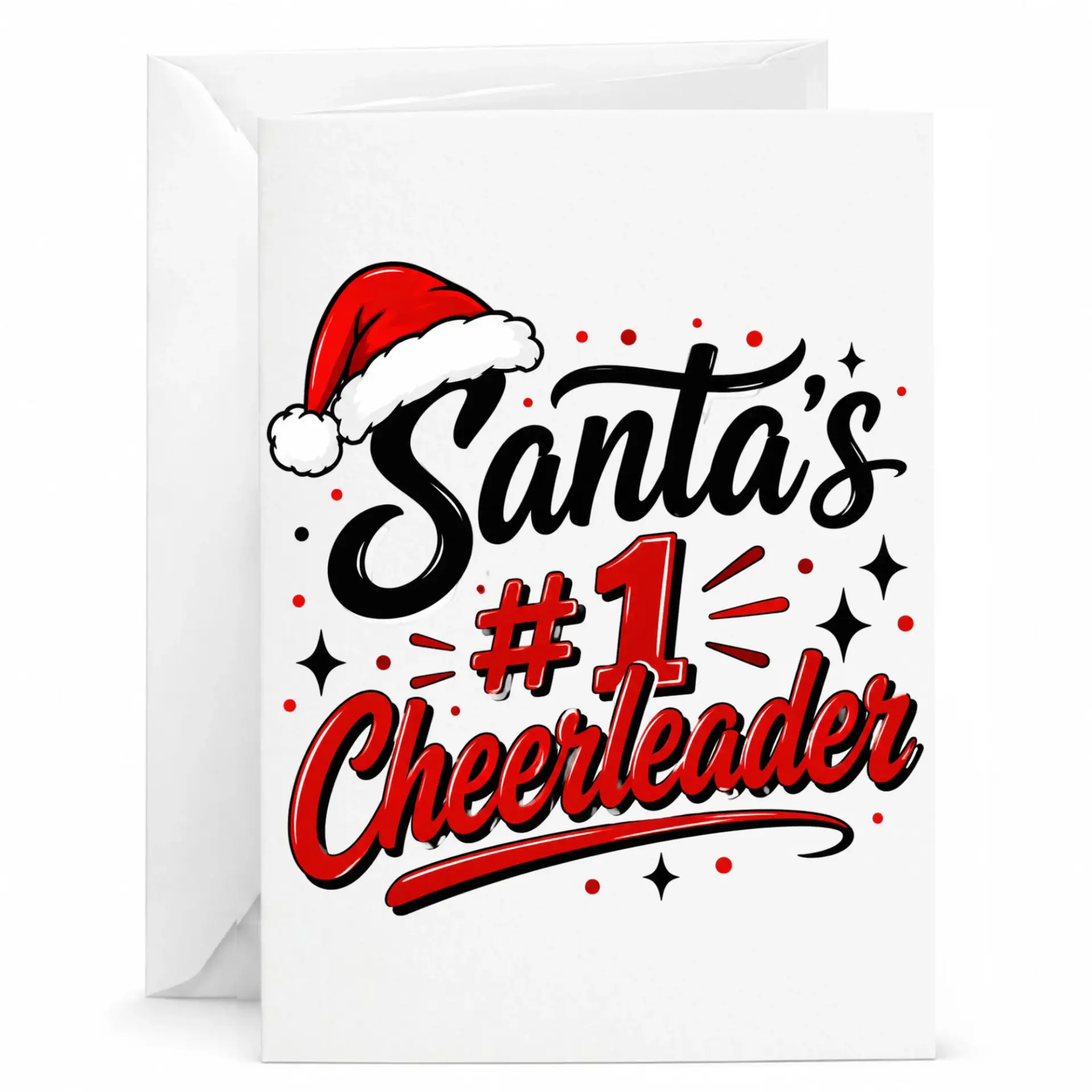 Greeting Card Santa's Number 1 Cheerleader Holiday Design Funny Festive Greeting Card for Seasonal Celebration