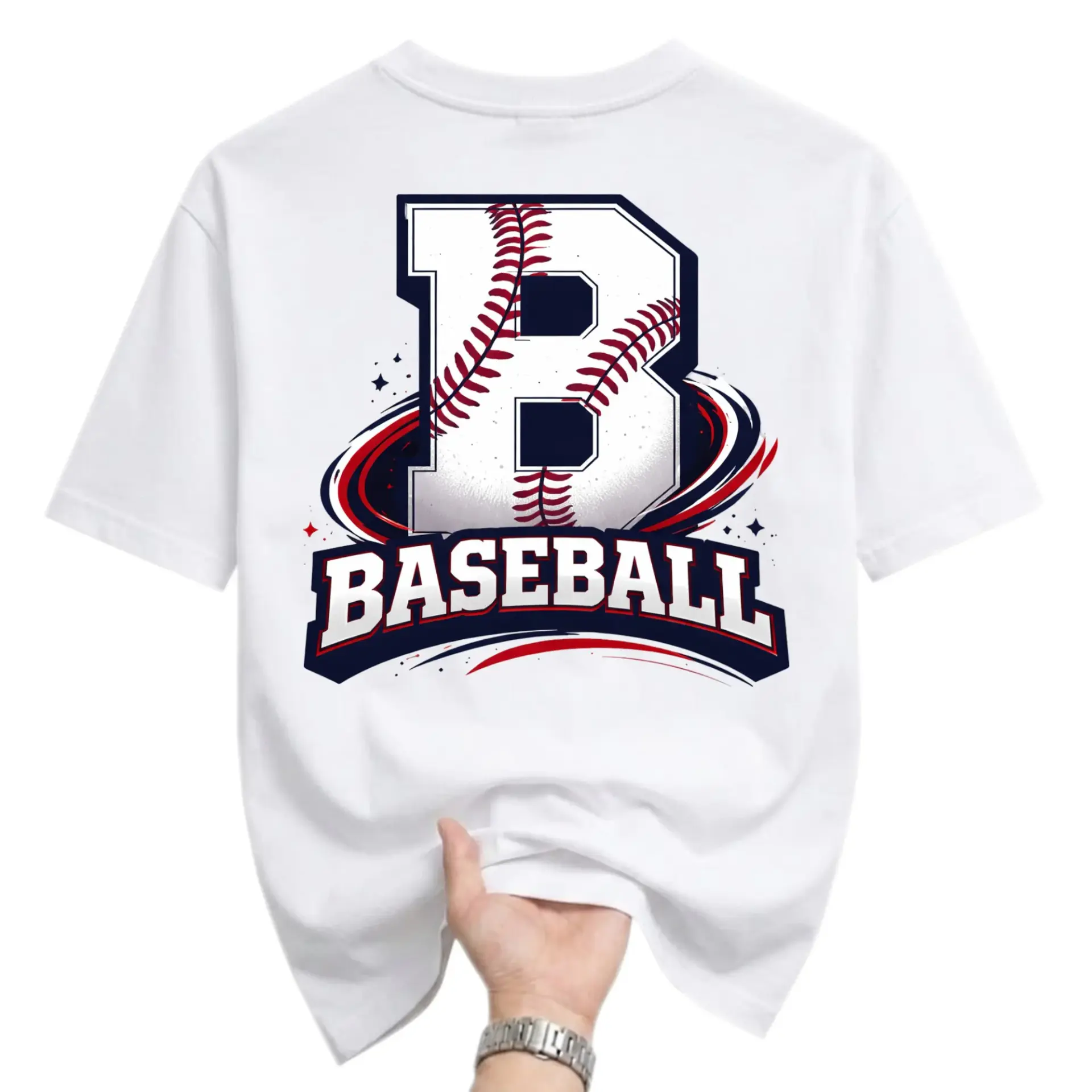 Graphic Tee Baseball Letter B Sport Theme Unisex Crew Neck Short Sleeve Shirt for Casual Wear and Athletic Enthusiasts