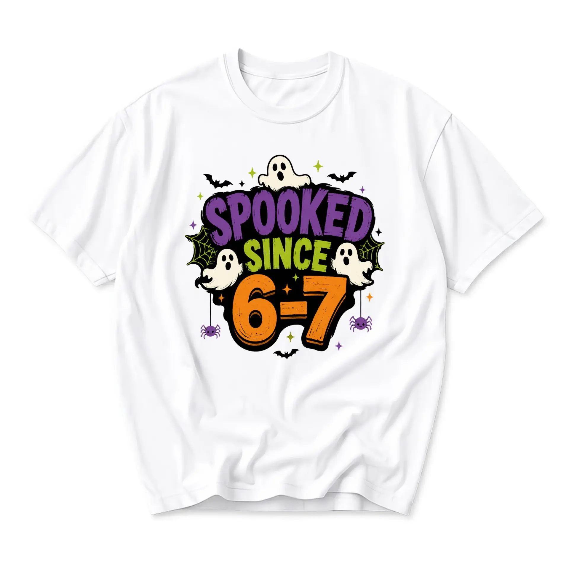 Graphic Tee Spooked Since 6-7 Unisex Crew Neck Short Sleeve Shirt Seasonal Holiday Apparel for Casual Everyday Outfits