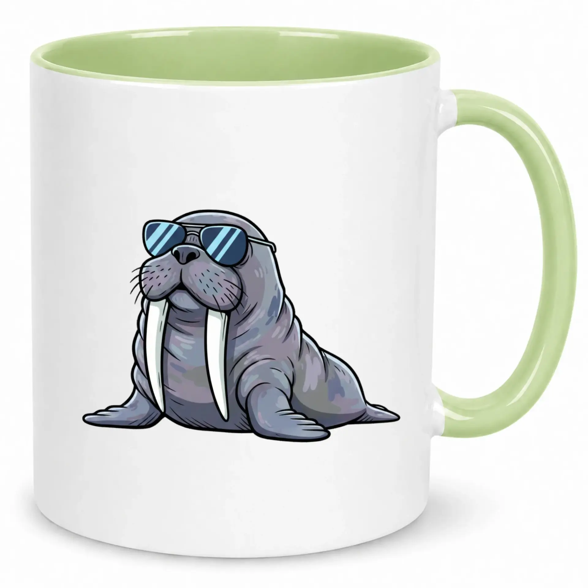 Funny Walrus with Sunglasses Ceramic Coffee Mug 11oz Unique Animal Cartoon Beverage Drinkware Cup Gift Idea