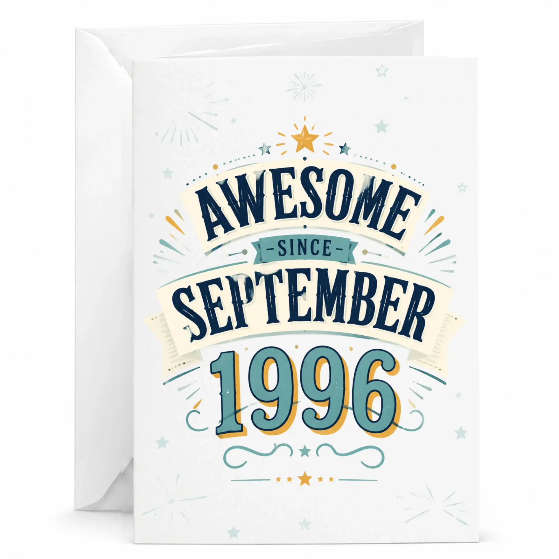 Birthday Card Awesome Since September 1996 Vintage Style Typography Greeting Card with Matching White Envelope