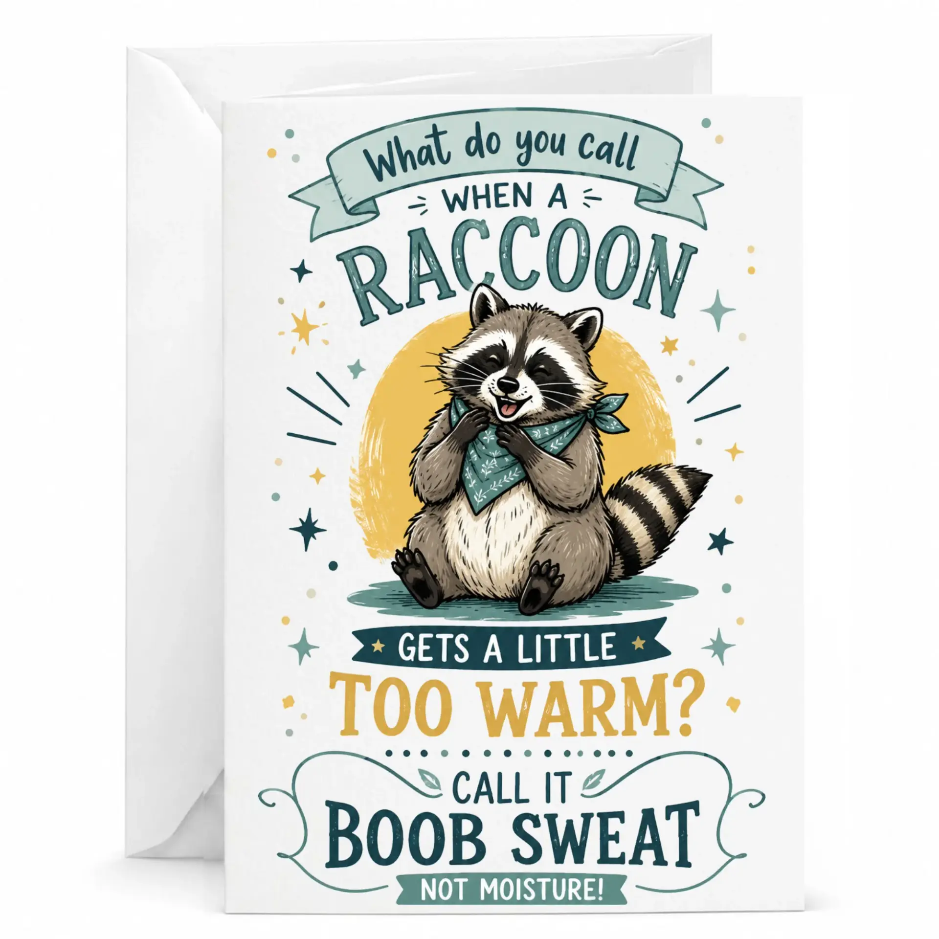 Funny Raccoon Greeting Card for Birthday or Anniversary Humorous Animal Pun Note Friends and Loved Ones