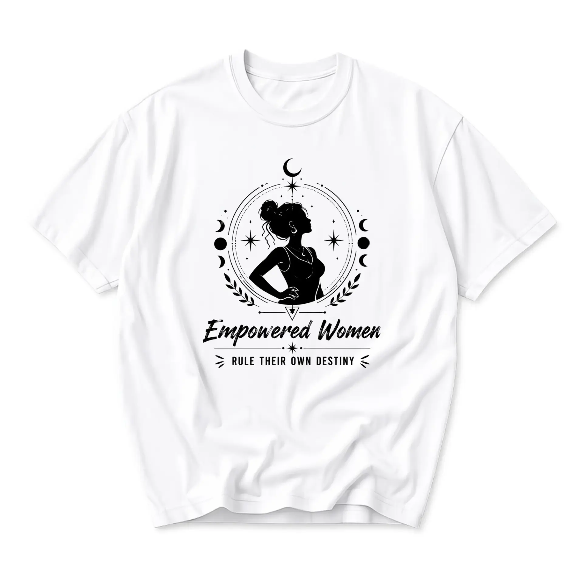 T-shirt Empowered Women Rule Their Own Destiny Celestial Graphic Tee Unisex Casual Short Sleeve Cotton Top White
