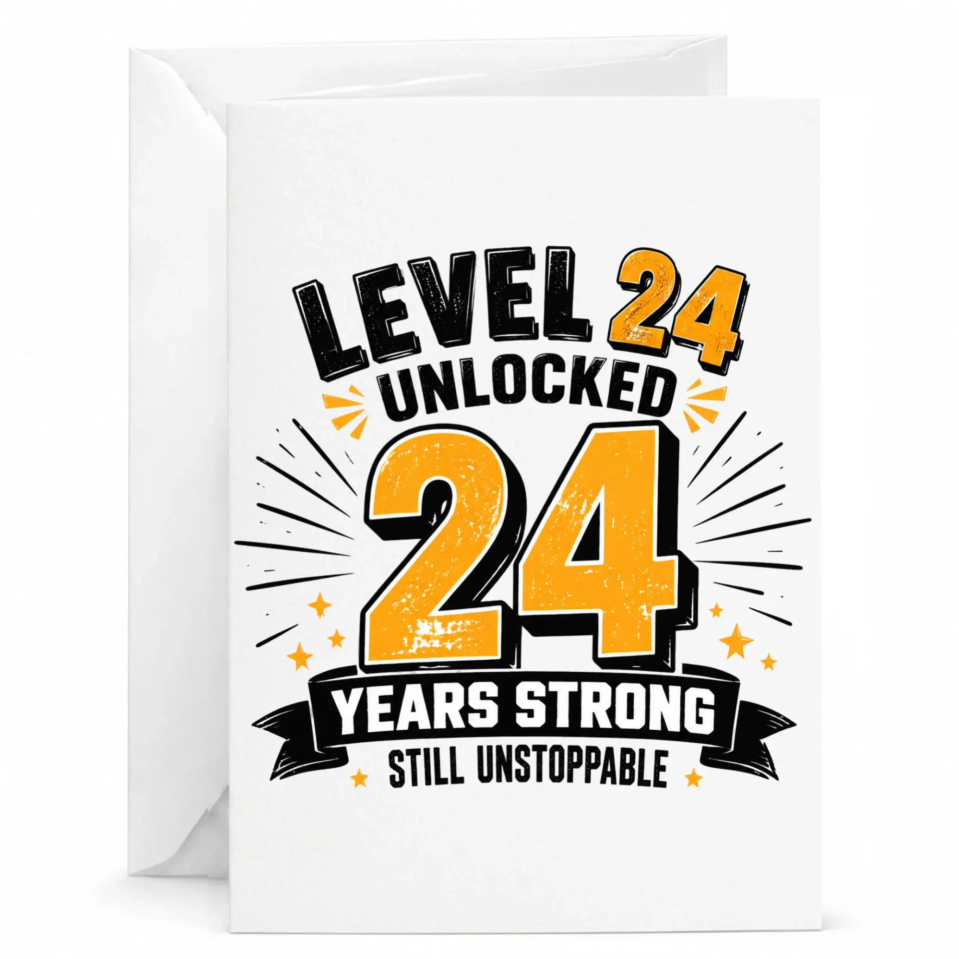 Birthday Card Level 24 Unlocked Twenty Fourth Birthday Gift for Friend or Family Member Milestone Celebration Greeting