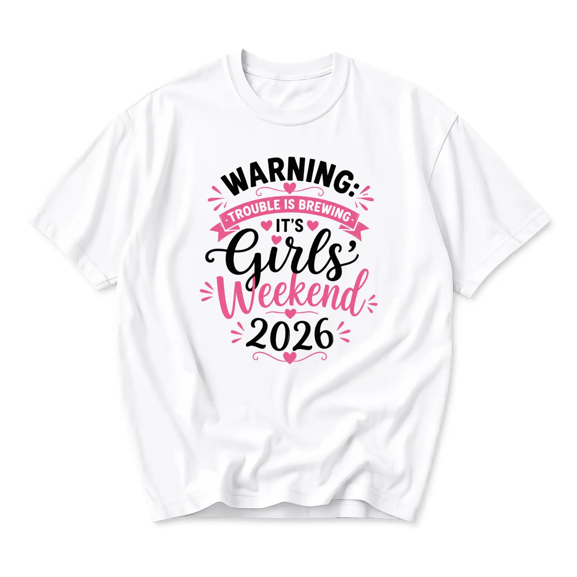 Funny Shirt Warning Trouble Is Brewing Girls Weekend 2026 Unisex Graphic Printed T-Shirt Casual Everyday Apparel