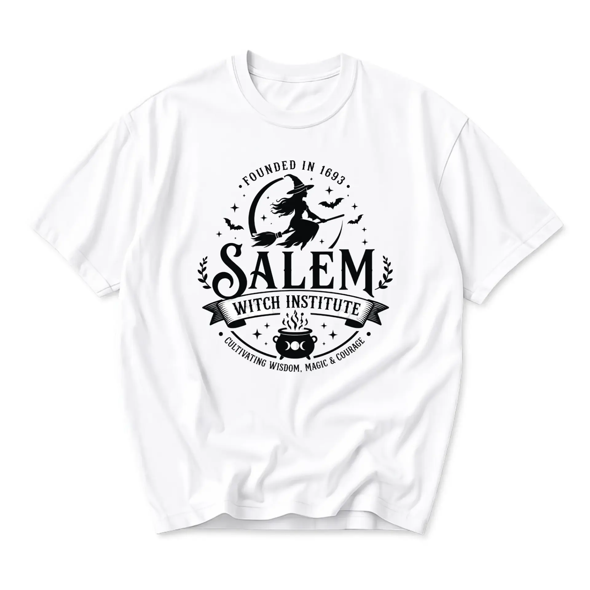 Graphic Tee Salem Witch Institute Occult Themed Print Unisex Casual Crew Neck Comfortable Cotton Blend Everyday Shirt