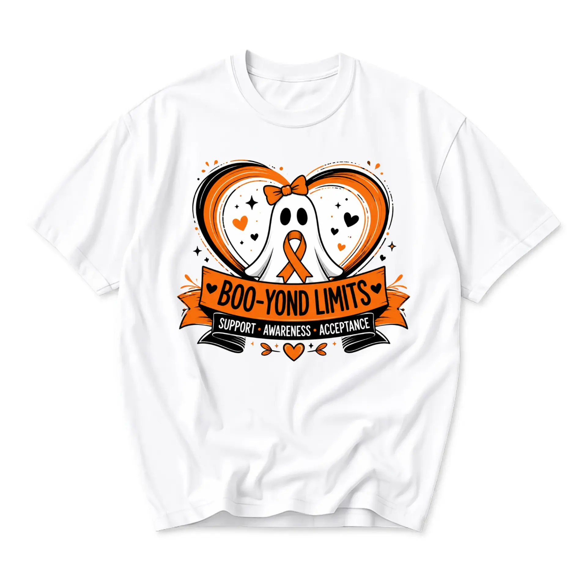 Graphic Tee Boo-Yond Limits Support Awareness Acceptance Shirt Unisex Crew Neck Everyday Casual Halloween Apparel