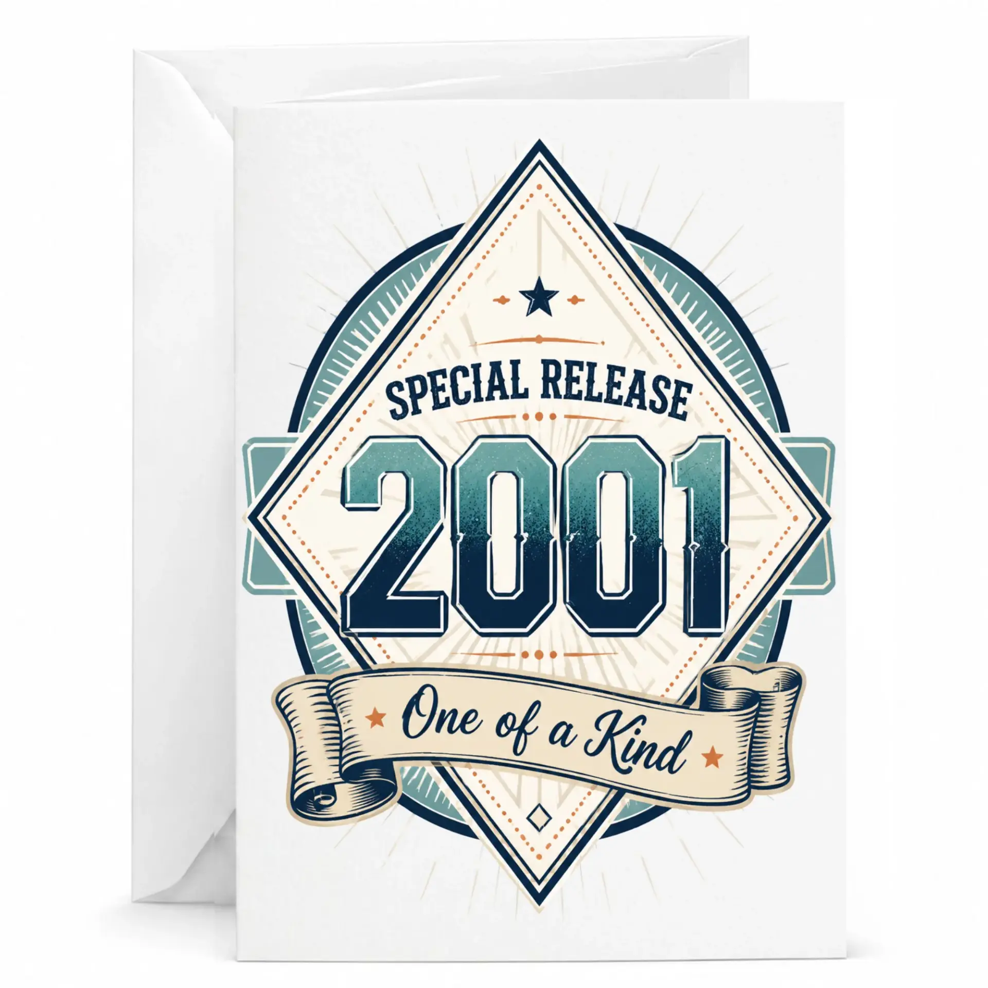Greeting Card for 2001 Special Release One of a Kind Birthday Anniversary Celebration Stationery Note Card 5x7 Inch