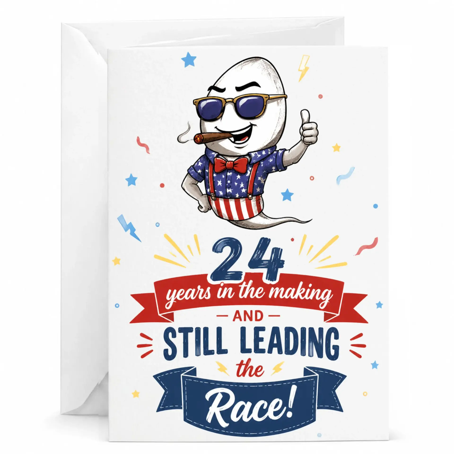 Funny Birthday Card 24 Years in the Making Humorous Greeting Card with Matching Envelope for Milestone Celebration