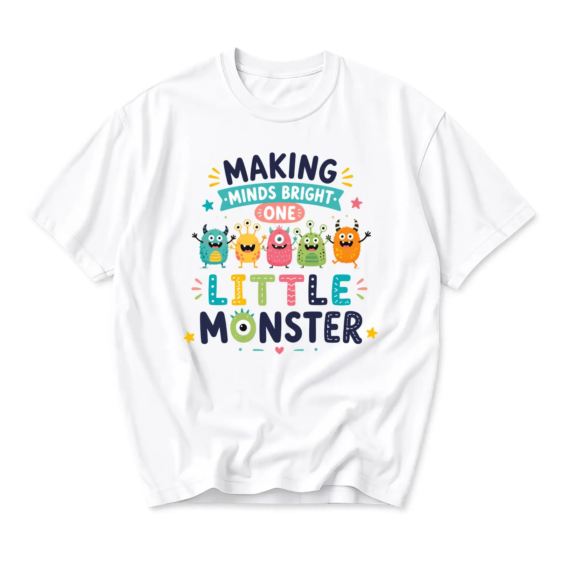 Funny Shirt Making Minds Bright One Little Monster Graphic Tee Unisex Crew Neck Casual Everyday Wear Soft Cotton Top