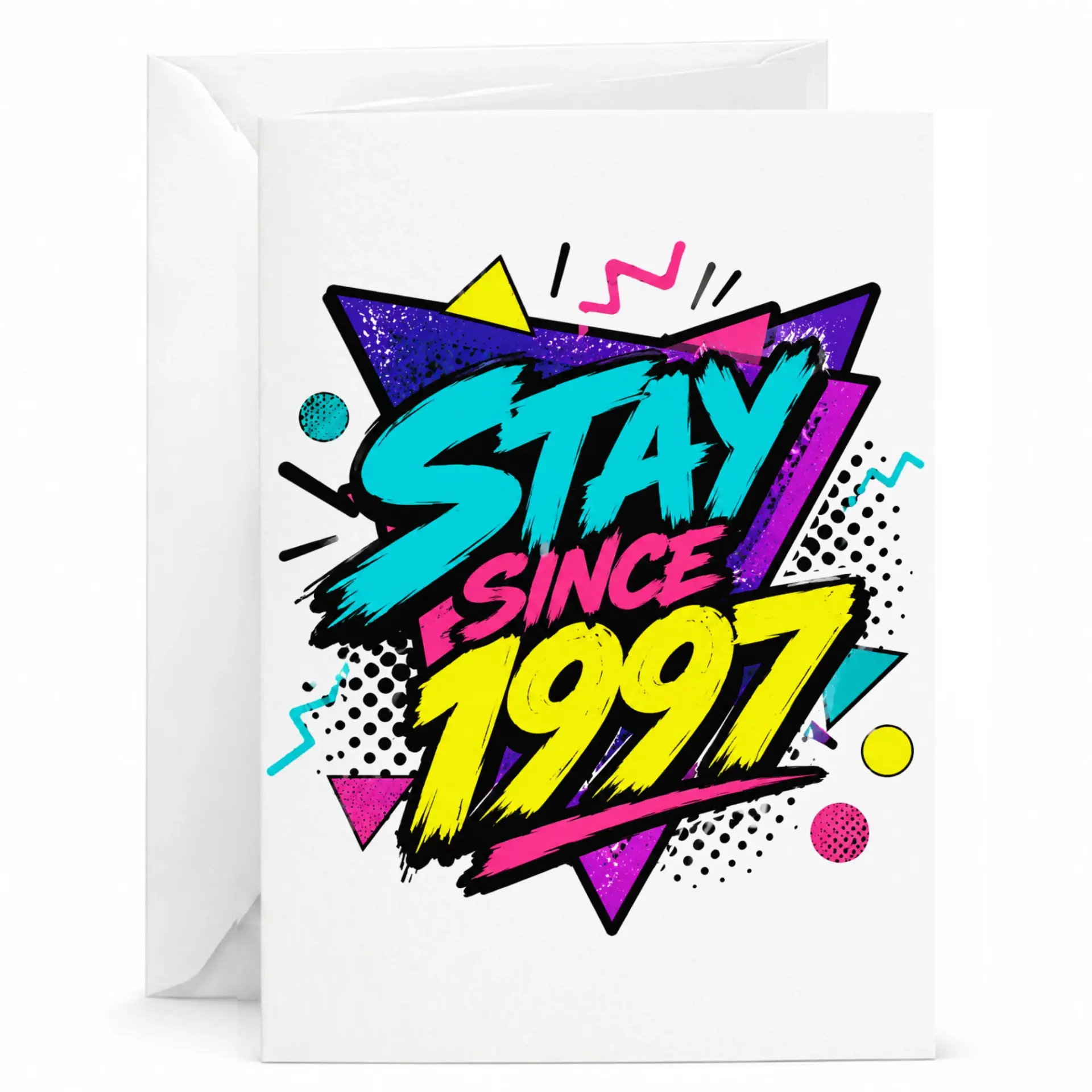 Birthday Card Stay Since 1997 Retro Nineties Graphic Design Funny Nostalgic Greeting Card for Milestone Celebration