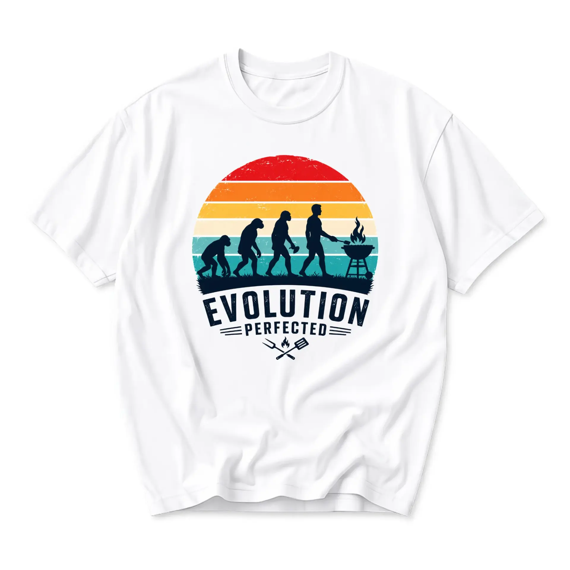 Funny Shirt Evolution Perfected Graphic Tee Barbecue Grill Master Unisex Casual Cotton Crew Neck Top for Summer Wear