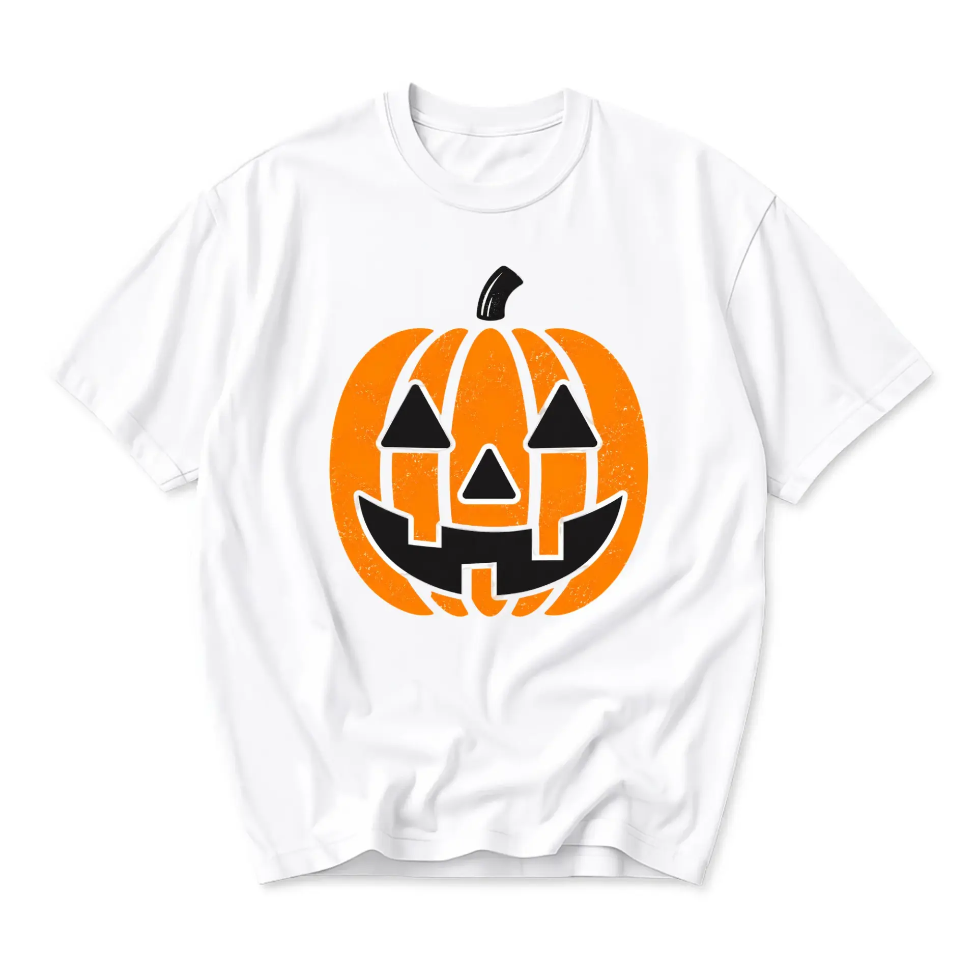 Funny Shirt Pumpkin Face Graphic Tee Unisex Crew Neck Short Sleeve Casual Cotton Blend Apparel for Everyday Wear