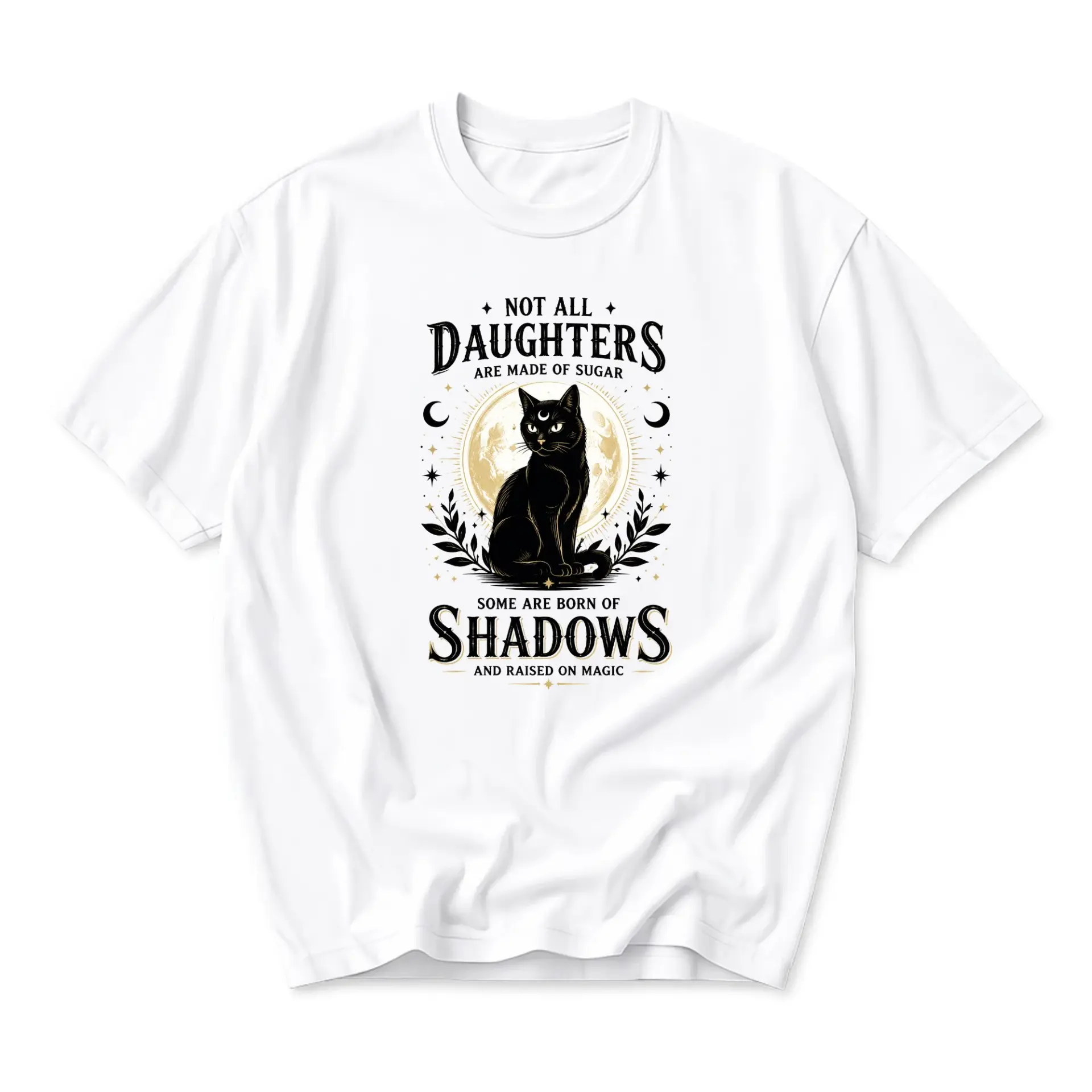T-shirt Unisex Graphic Tee Black Cat Shadow Magic Design Casual Crew Neck Soft Cotton Blend Everyday Comfortable Top