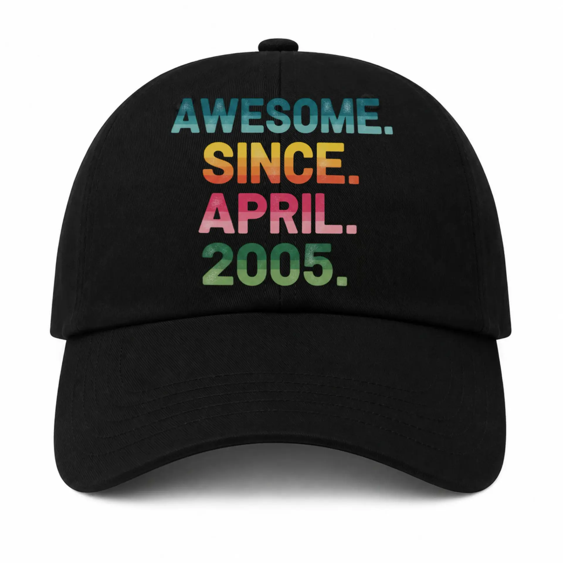 Baseball Cap Awesome Since April 2005 Retro Rainbow Typography Hat