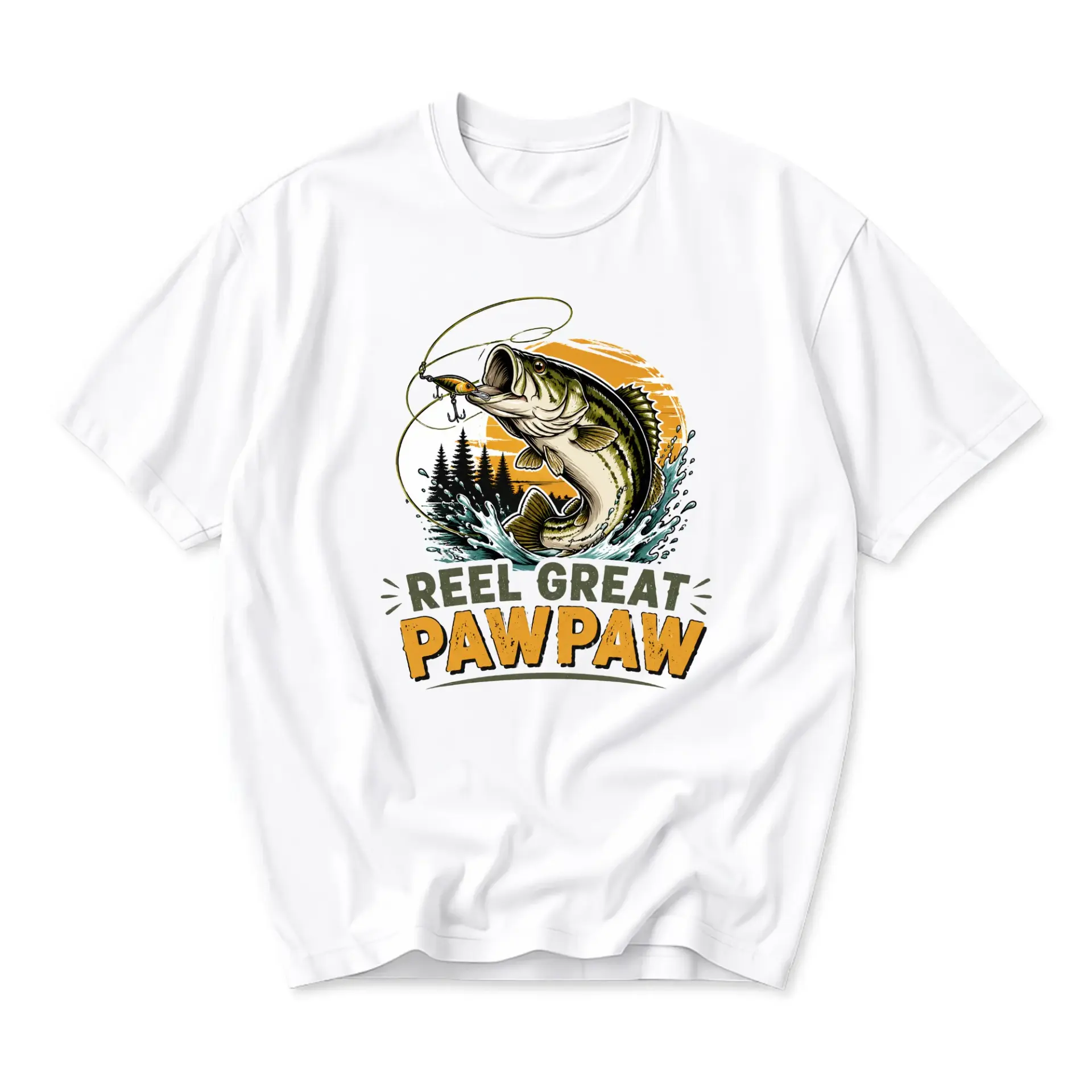 Graphic Tee Reel Great Pawpaw Fishing Lover Unisex Crew Neck T-Shirt