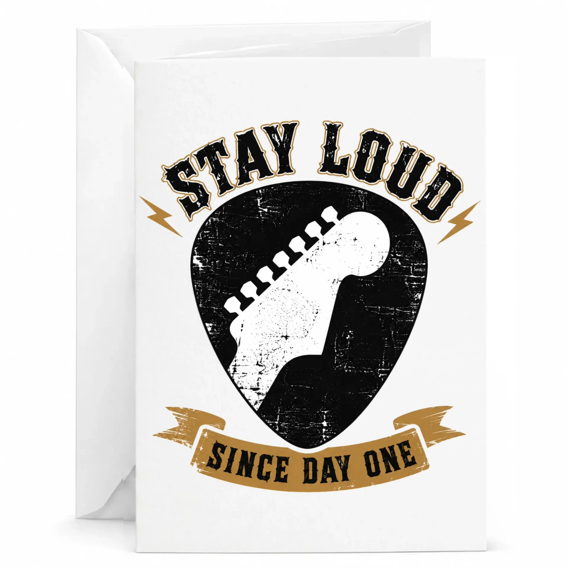 Greeting Card Stay Loud Since Day One Guitar Player Musician Gift for Rock Music Lover with Envelope Included 5x7 Inch