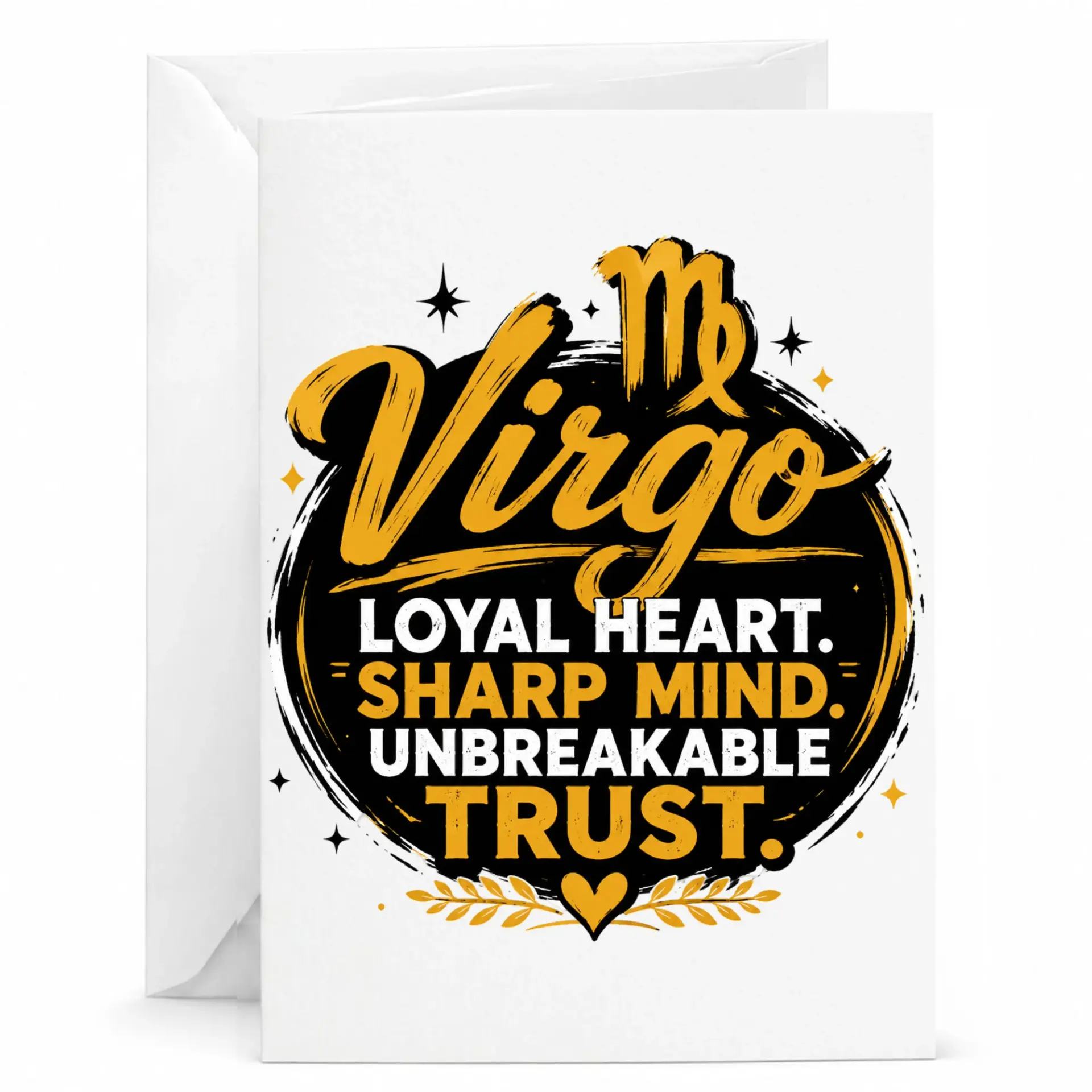 Greeting Card Virgo Zodiac Sign Loyal Heart Sharp Mind Unbreakable Trust Astrology Theme Stationery for Birthdays