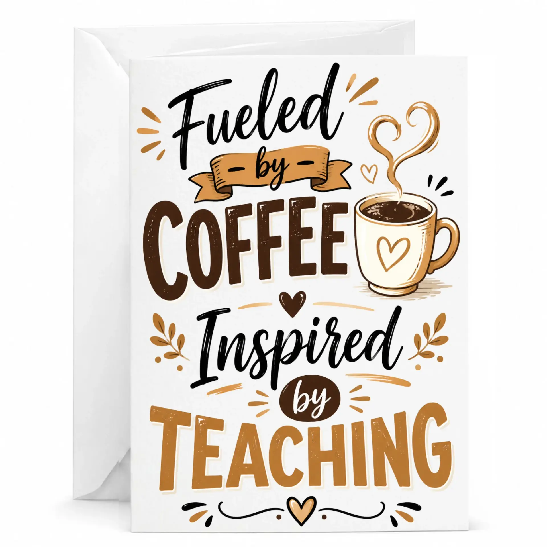 Greeting Card Fueled by Coffee Inspired by Teaching Design for Professionals and Educators Appreciation
