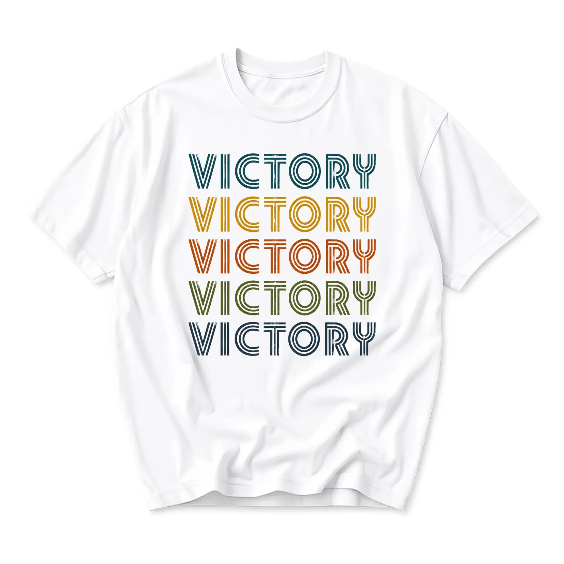 Graphic Tee Unisex Victory Print Retro Style Casual Crew Neck Short Sleeve Soft Cotton Blend Everyday Summer Shirt